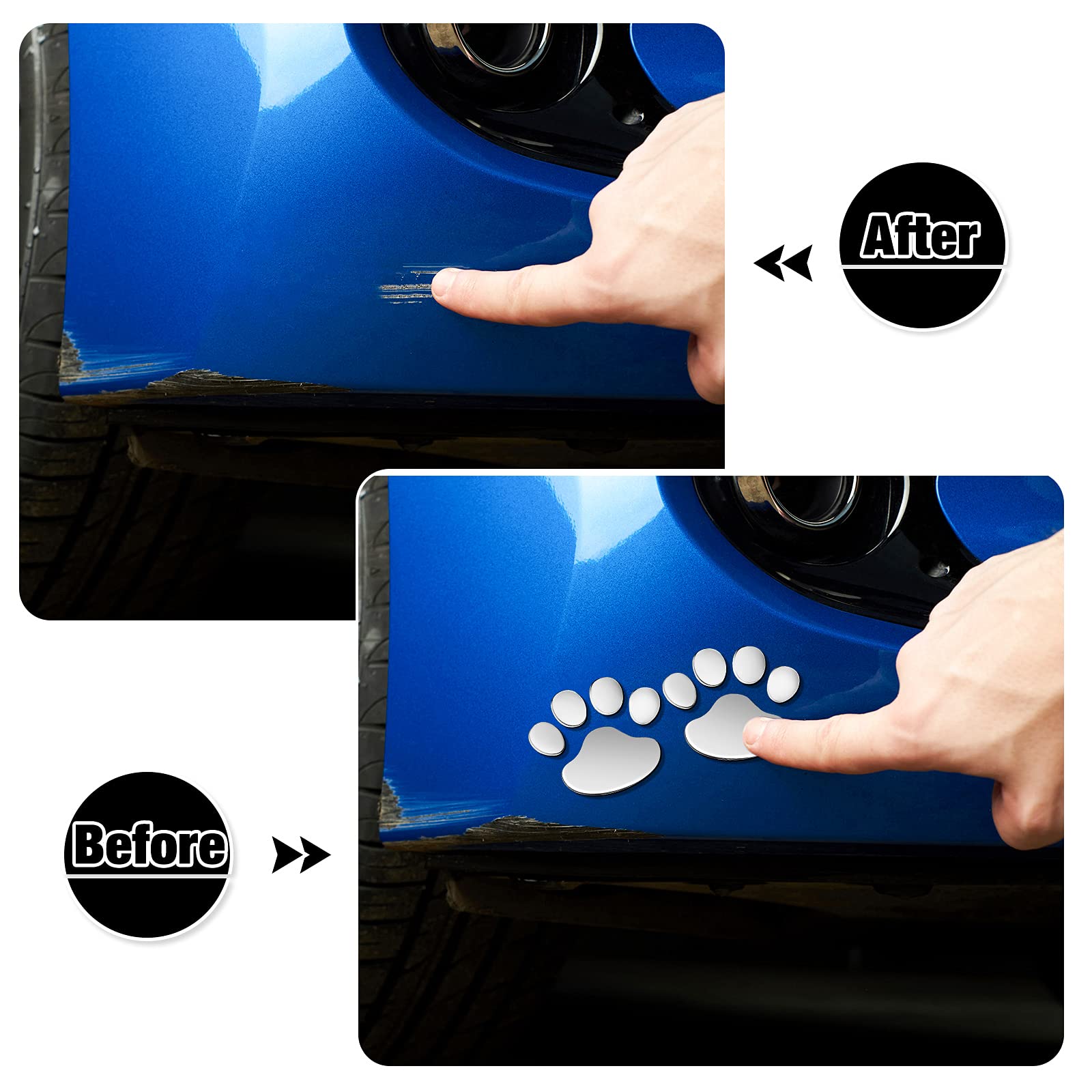 10 Pcs 3D Paw Print Car Decals Window Decal Heart Paw Car Sticker Dog Footprint Self Adhesive Car Decoration Bumper Window Lapto