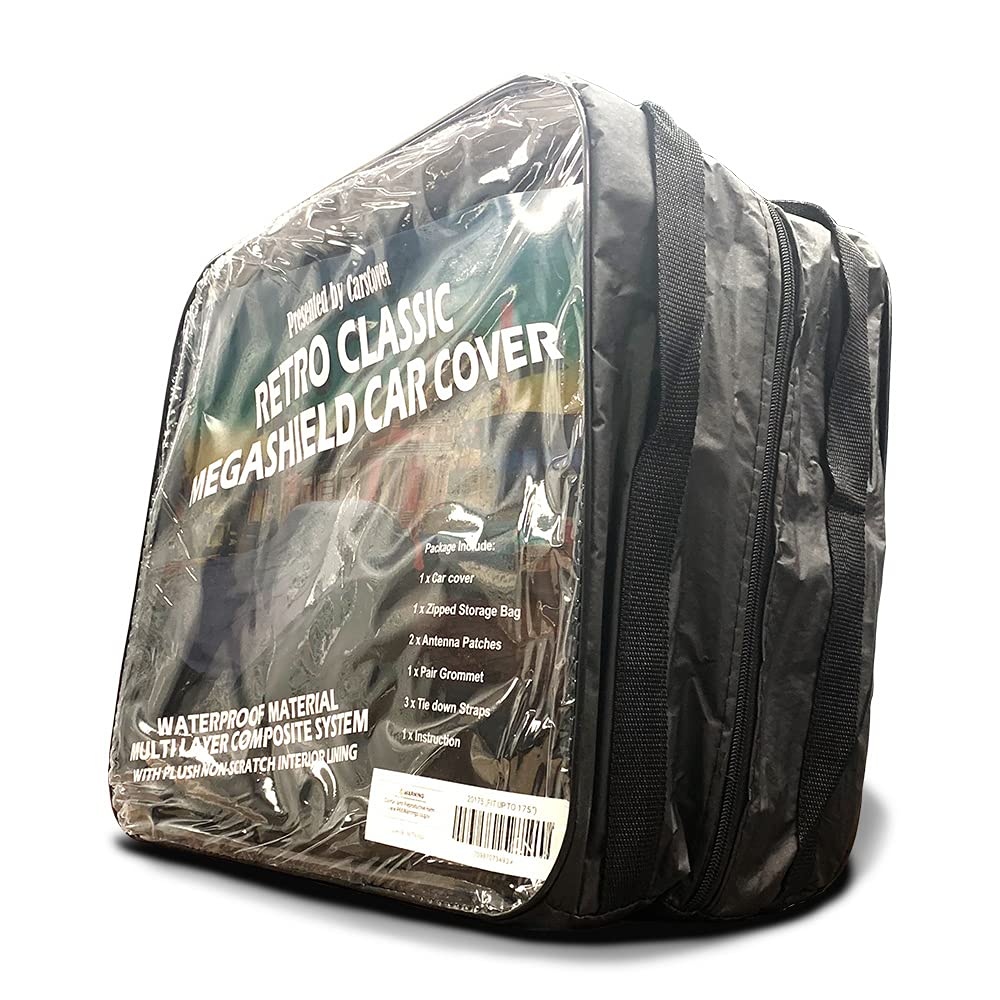 Carscover Retro Classic Megashield Car Cover Heavy Duty All Weatherproof Waterproof Automobiles Indoor Outdoor Snow Rain Dust Uv Protection Full Auto Vehicle Covers (Fit Up To 215 Inch Length)