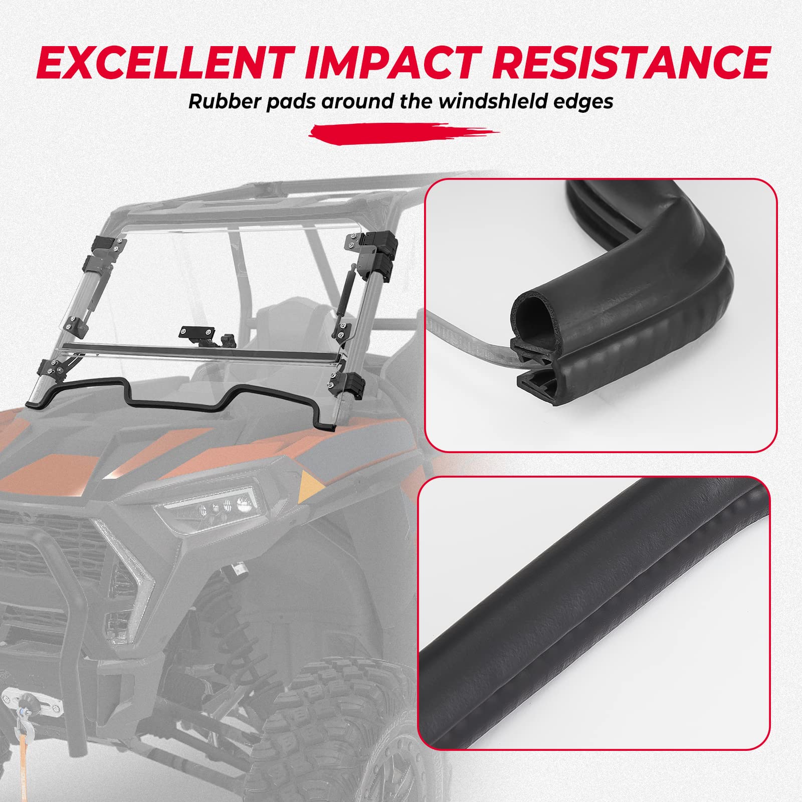 KEMIMOTO 2-IN-1 Flip Up Windshield for 2019-2023 Polaris RZR XP 1000, UV Resistant Hard-Coated Polycarbonate, Clear, Model B011