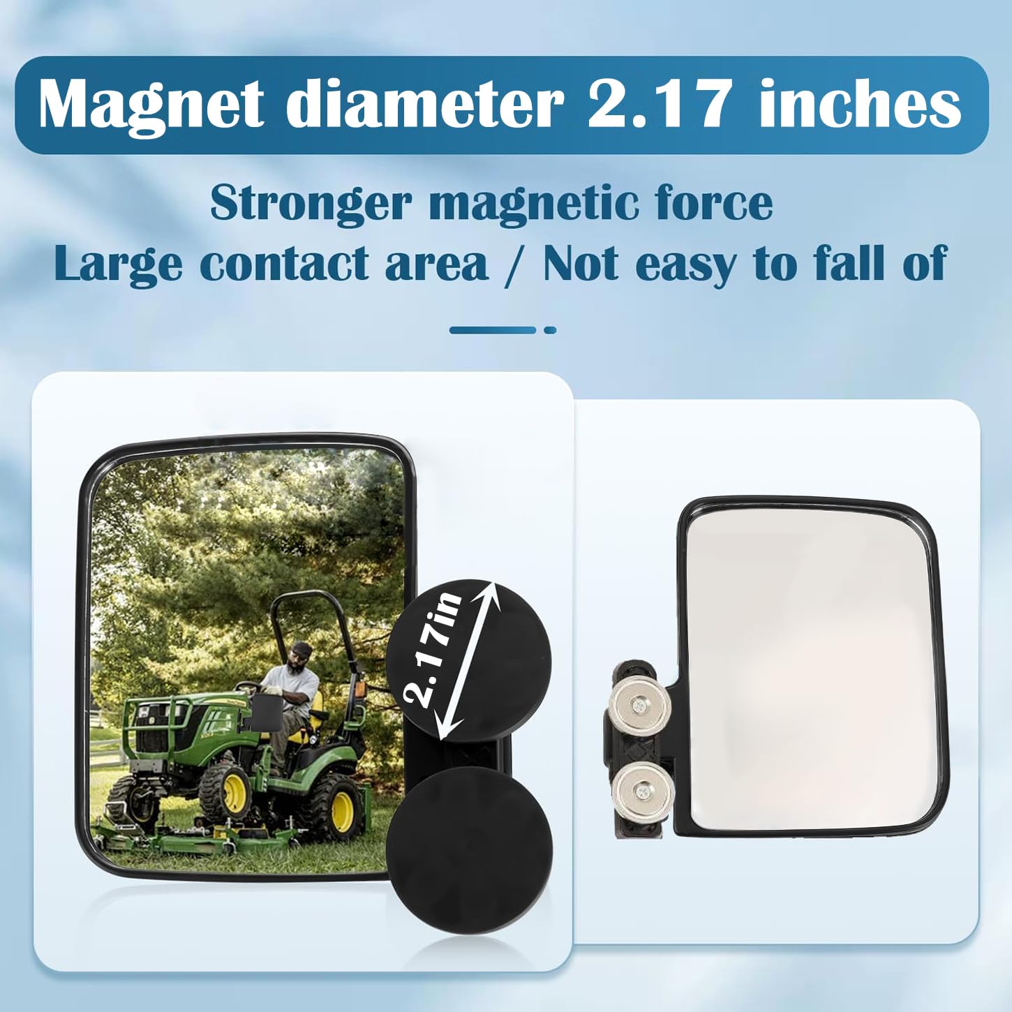 pbsee Magnetic Tractor Mirrors - Rearview Mirrors for Mahindra, Kubota, John Deere - Strong Magnets, Black, Model pb517