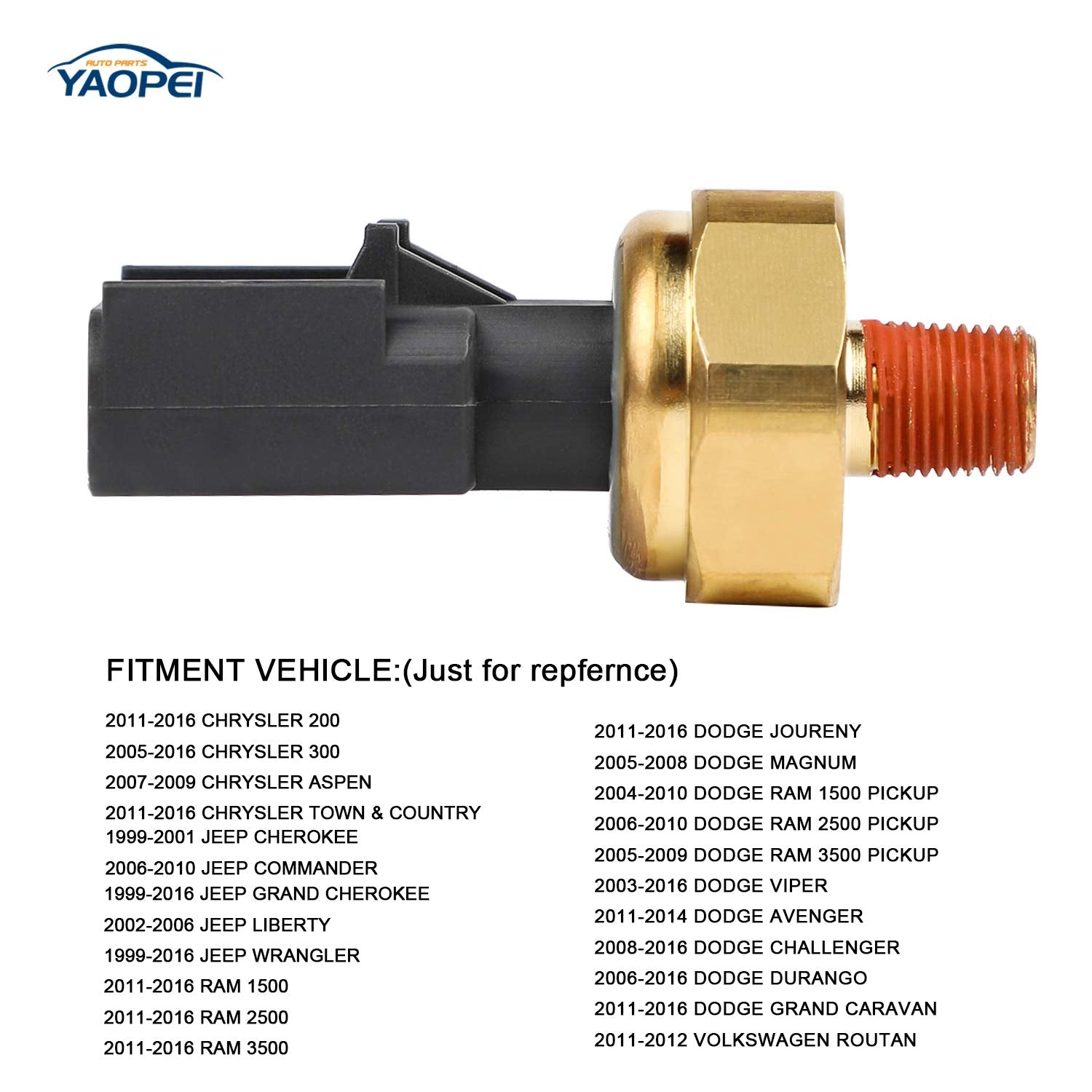 YAOPEI Engine Oil Pressure Sensor Switch, Metal, Model 5149062AA, Compatible with Dodge Ram, Chrysler, Jeep, and More