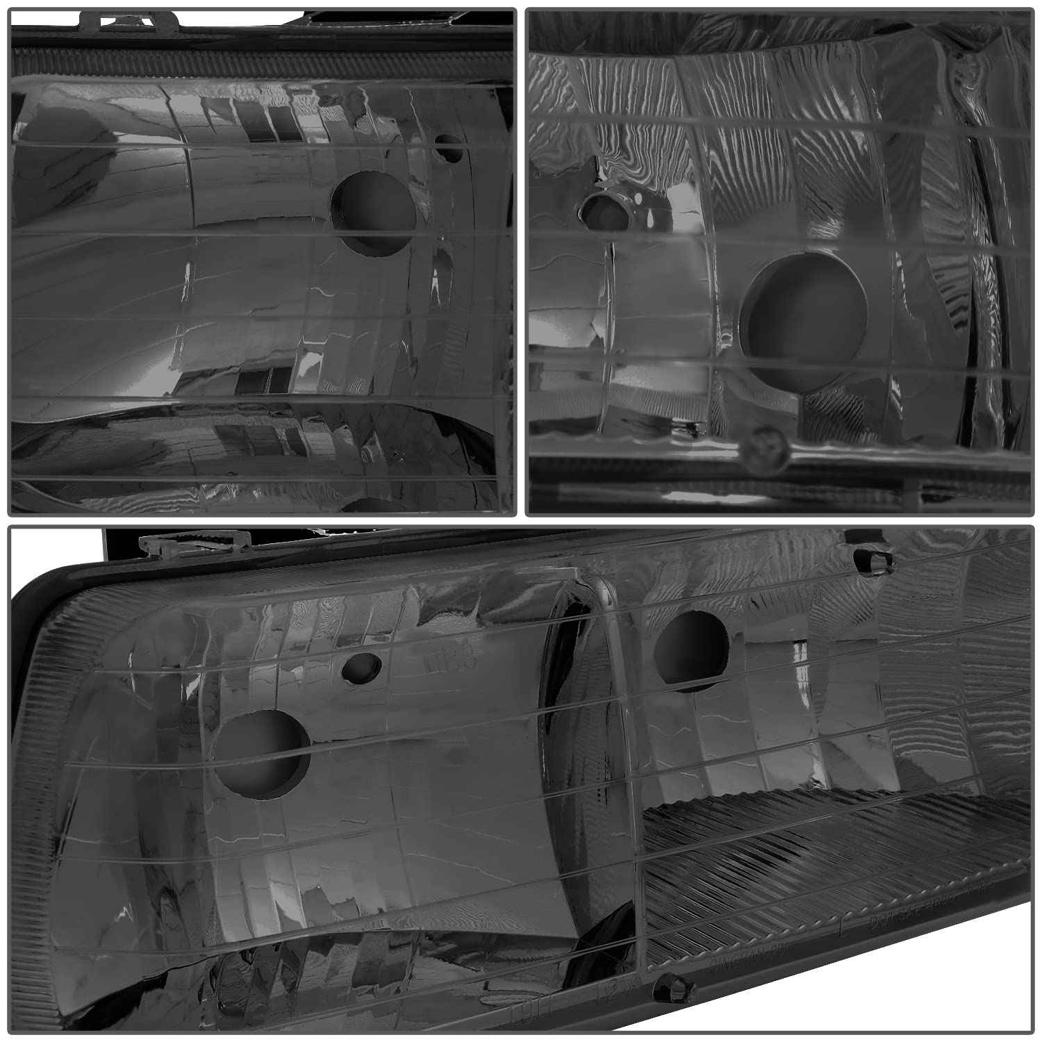 DNA MOTORING HL-OH-CS99-4P-SM-AB Smoke Lens Headlights Compatible with 99-02 Silverado 00-06 Suburban/Tahoe Bottom Bumper Lights