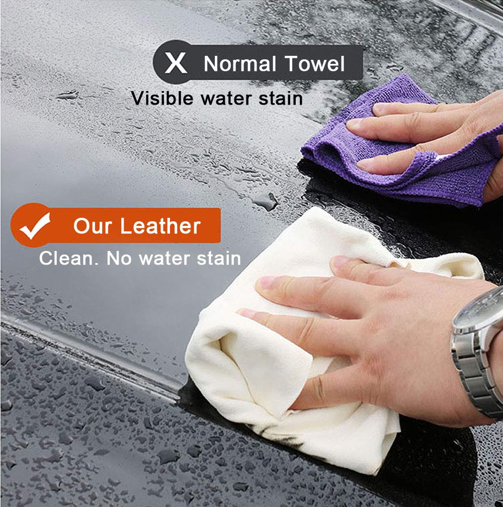 Chamois Cloth For Car - 35'' X 23.6'' (5.7 Sq Ft) - Extra Large Drying Towel Natural Shammy Towel Real Leather Washing Cloth Cleaning Towel Car Wipes