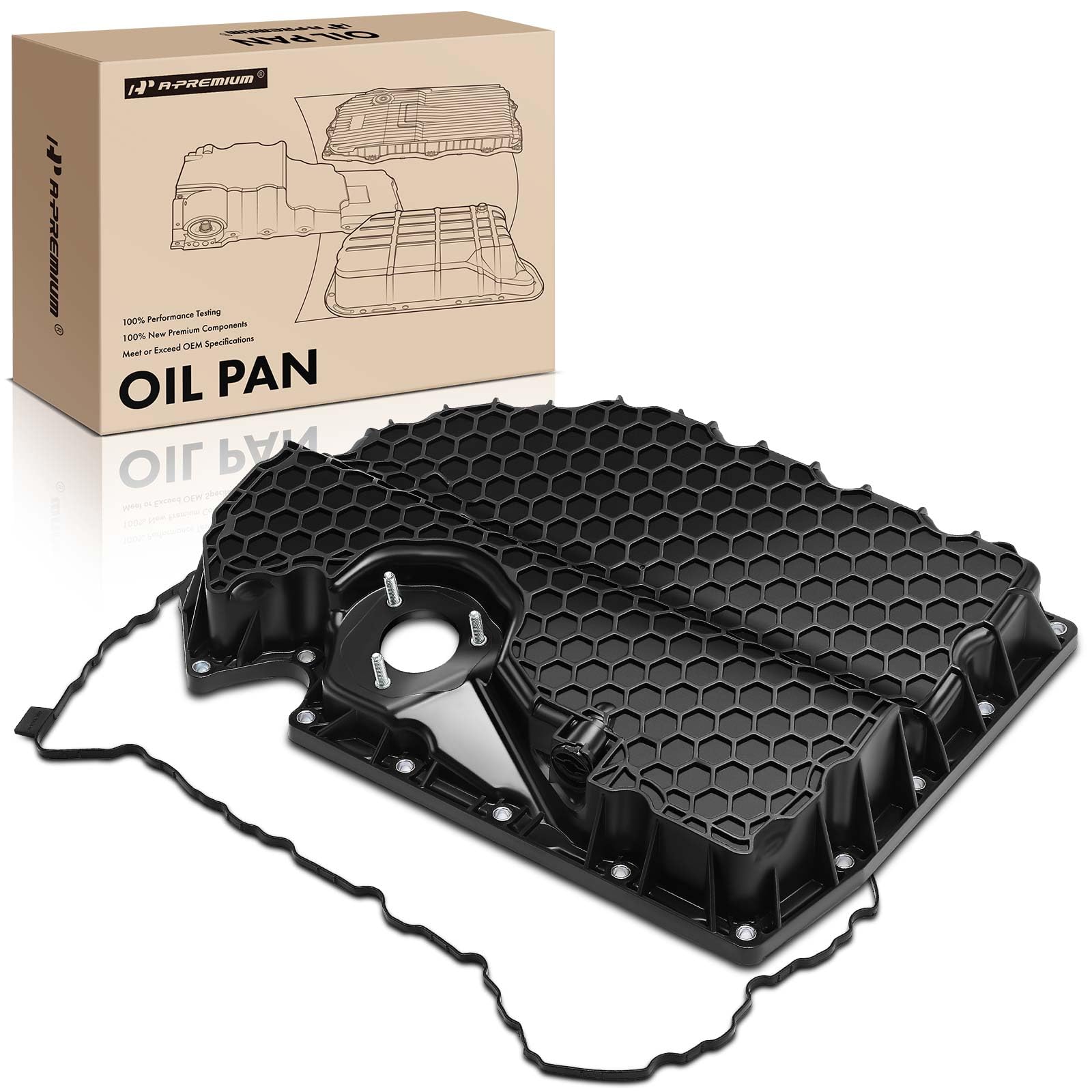 A-Premium Lower Engine Oil Pan Sump With Drain Plug Compatible With Audi A3 2013-2020, Q2 2018-2019, Q3 2019-2020, S3 2014-2020,