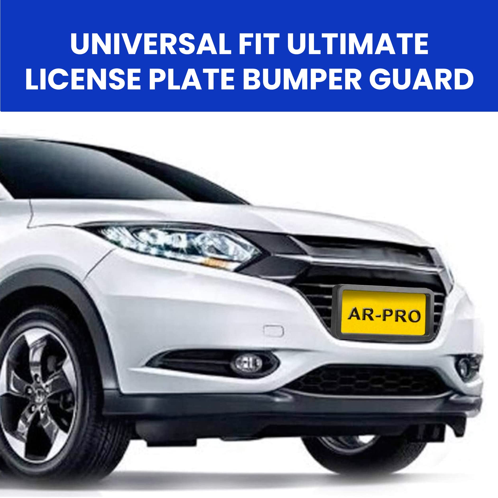Ar-Pro Ultimate License Plate Bumper Guard With Mounting Hardware - 1'' Thick Rubber License Plate Frame Protects Bumper From Sc