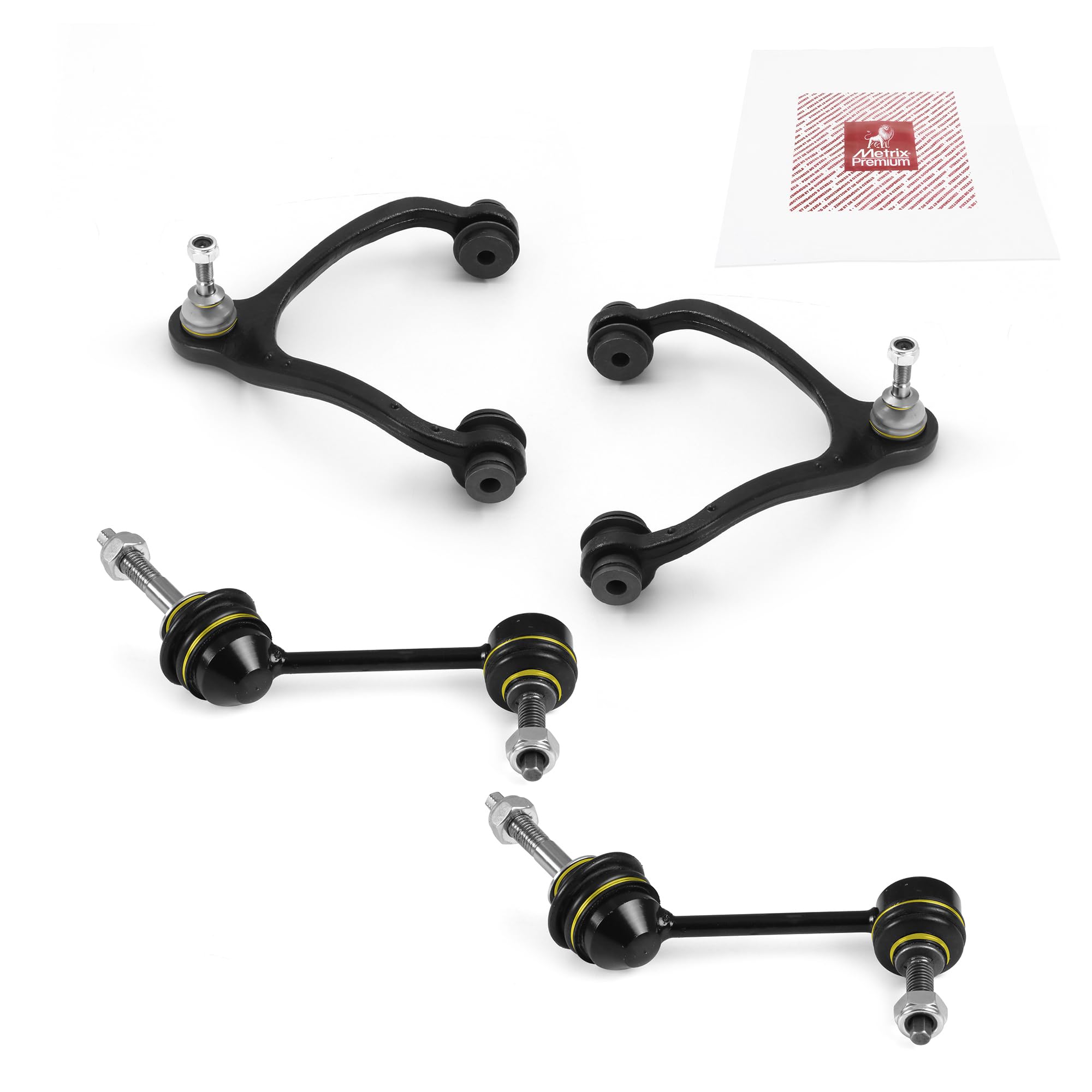 Metrix Premium Chassis Parts - 4 Pc Front L/R Upper Control Arm & Front Sway Bar Stabilizer End Link Kit Fits 03-05 Ford Crown V