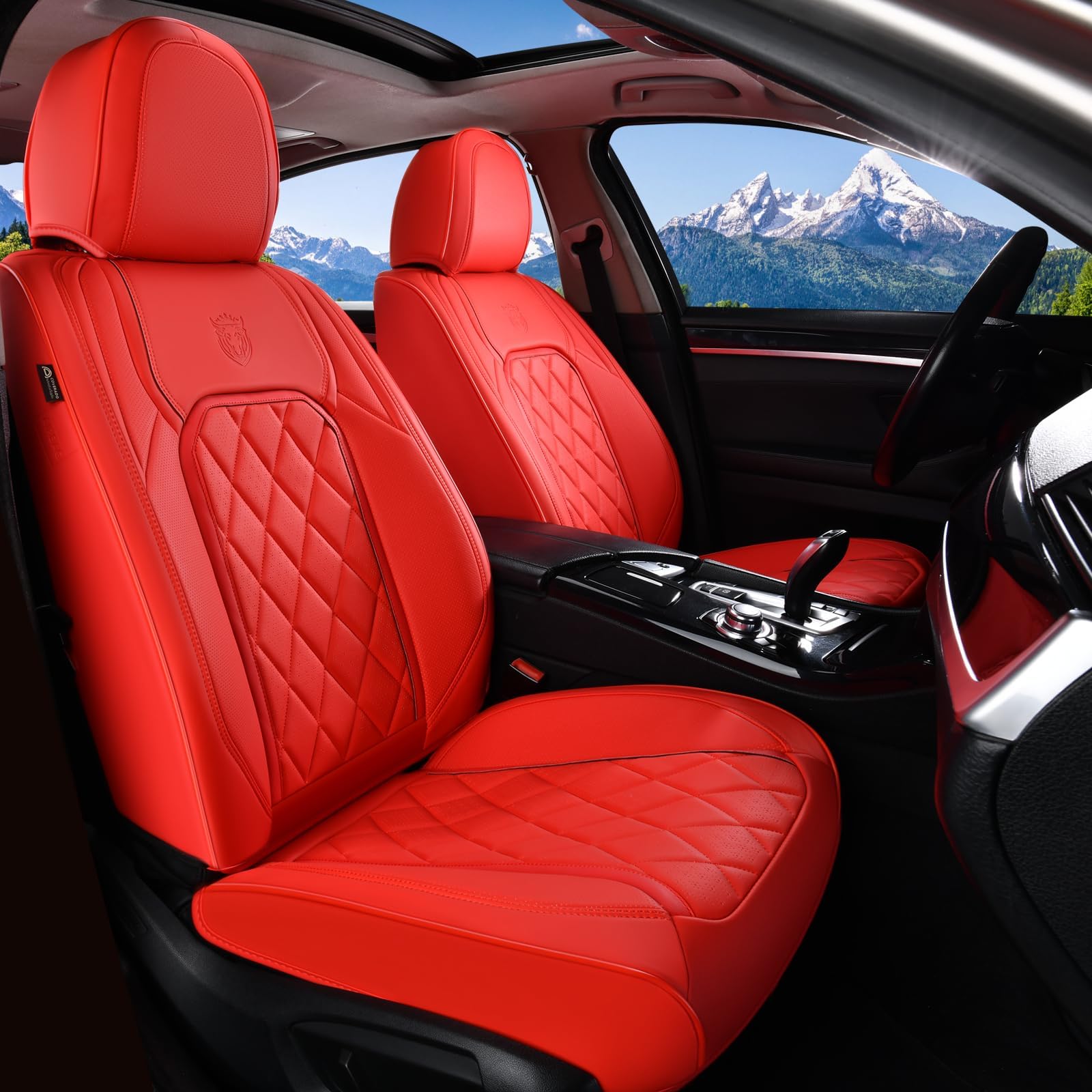 Coverado Leather Seat Covers, Car Seat Cover Front Seats, Waterproof Seat Covers, Luxury Faux Leather Car Seat Protectors, Red C