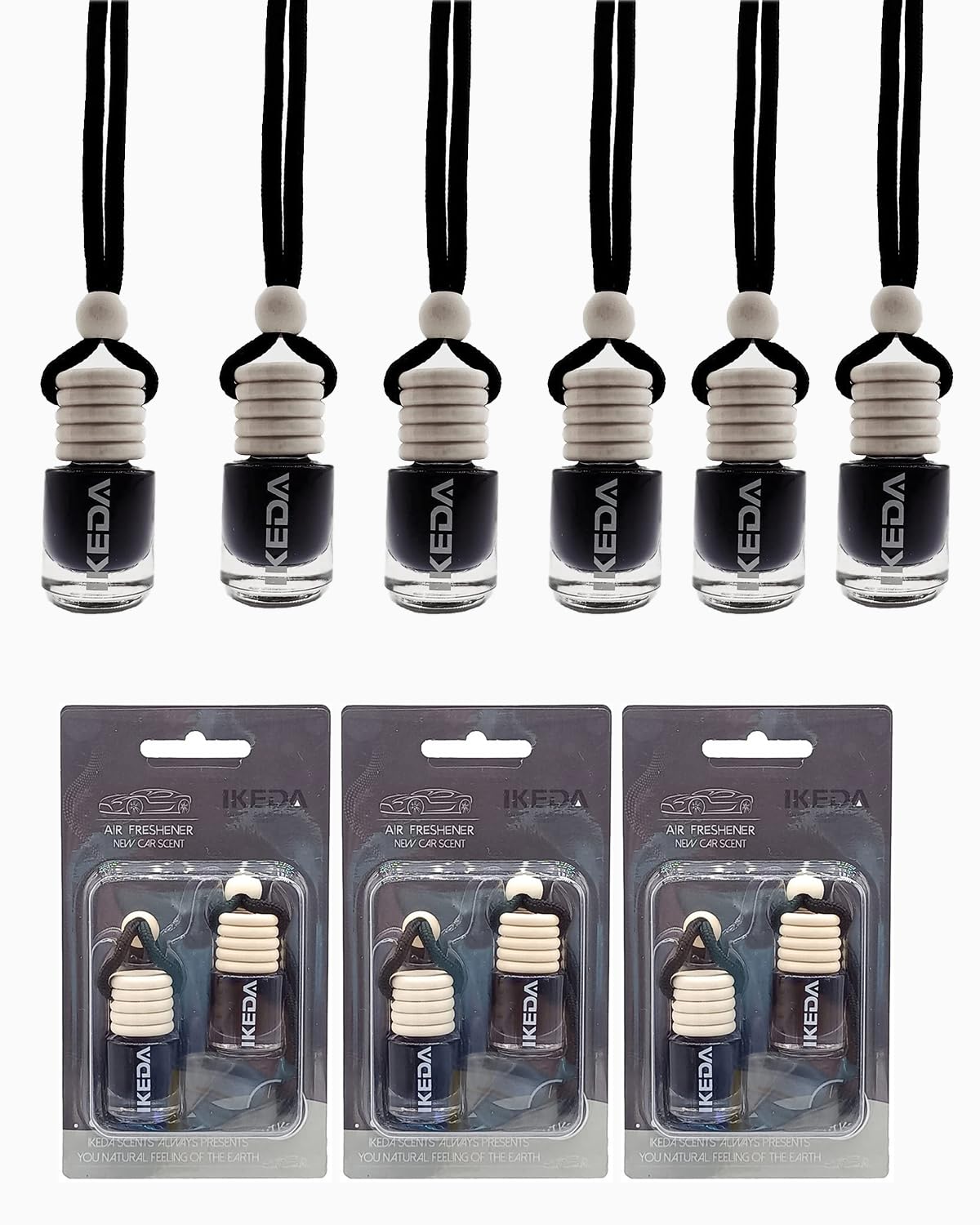 Ikeda Fragrance Car Air Freshener | 4Ml Automotive Scents | 45-Days Long Lasting Fragrance | Automobile Hanging Diffuser Bottles