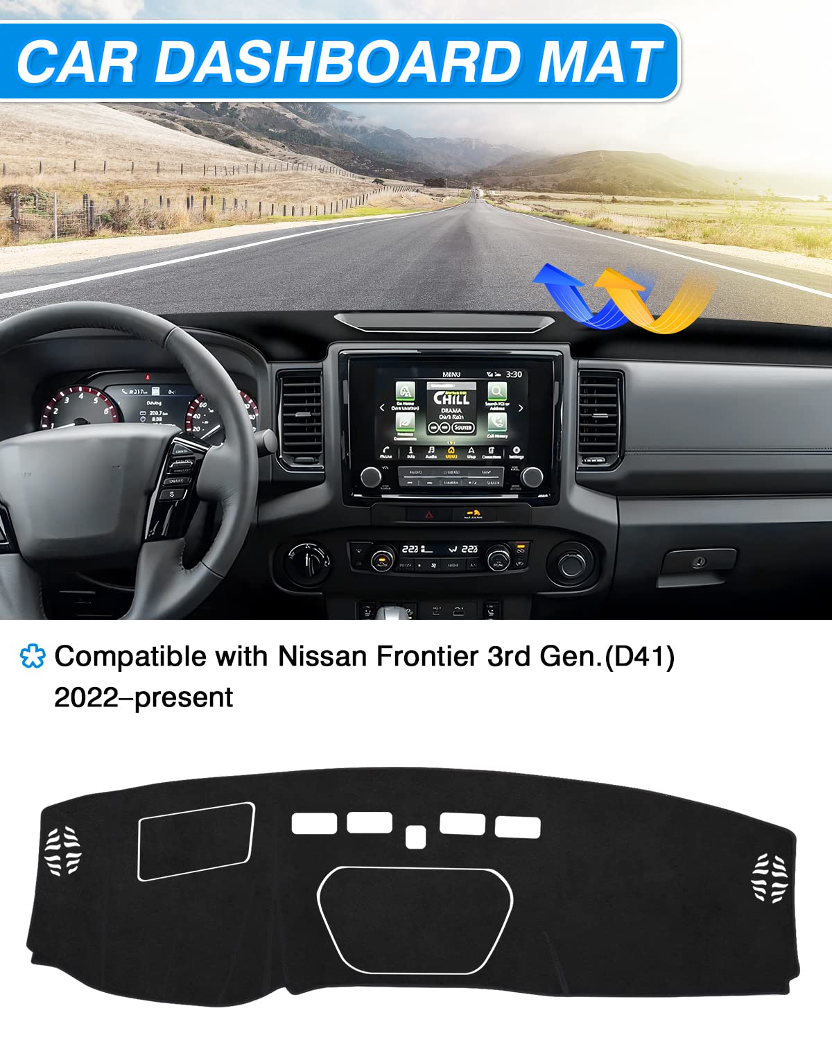Cartist Dash Cover Custom Fit For Nissan Frontier 2022 2023 2024 Accessories Dashboard Cover Mat For Frontier Non-Slip Dash Carp
