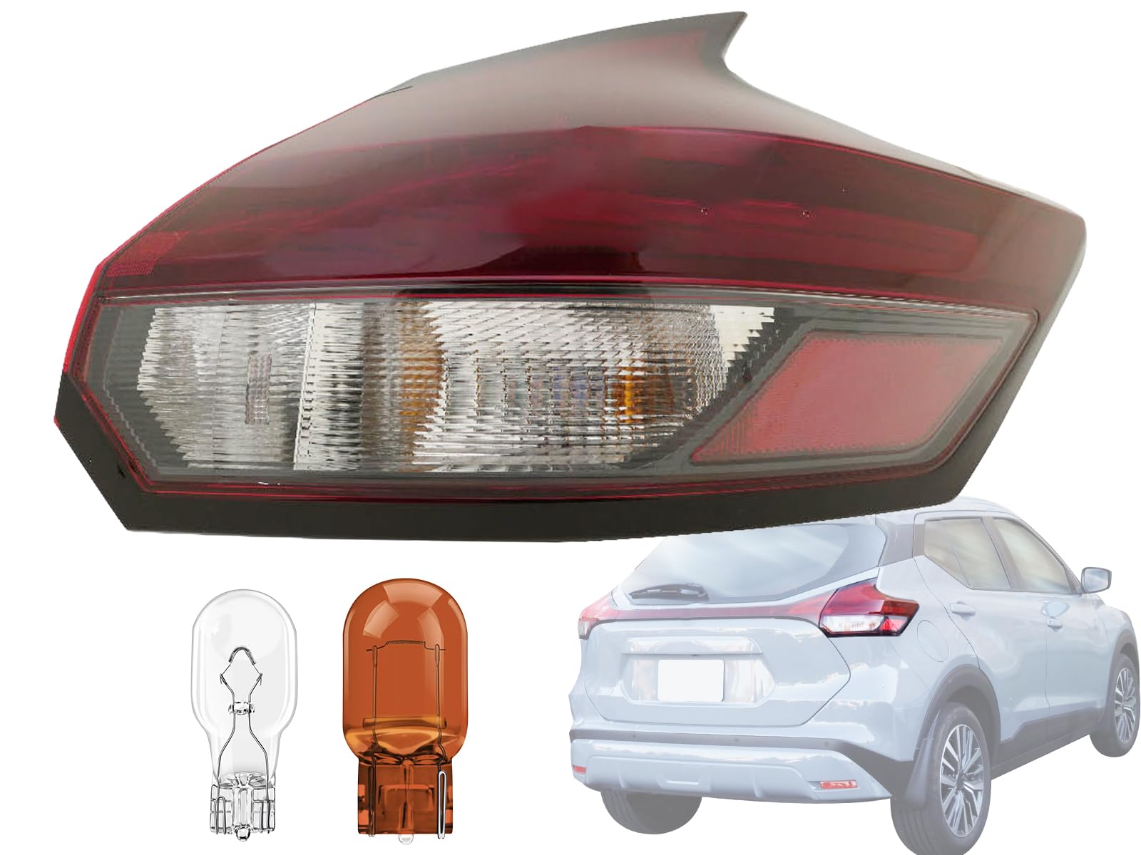 KAP Replacement for Tail Lights 2021 2022 2023 2024 2025 Kicks with Bulb Included Outer Passenger Right Side 265505R00A NI280512
