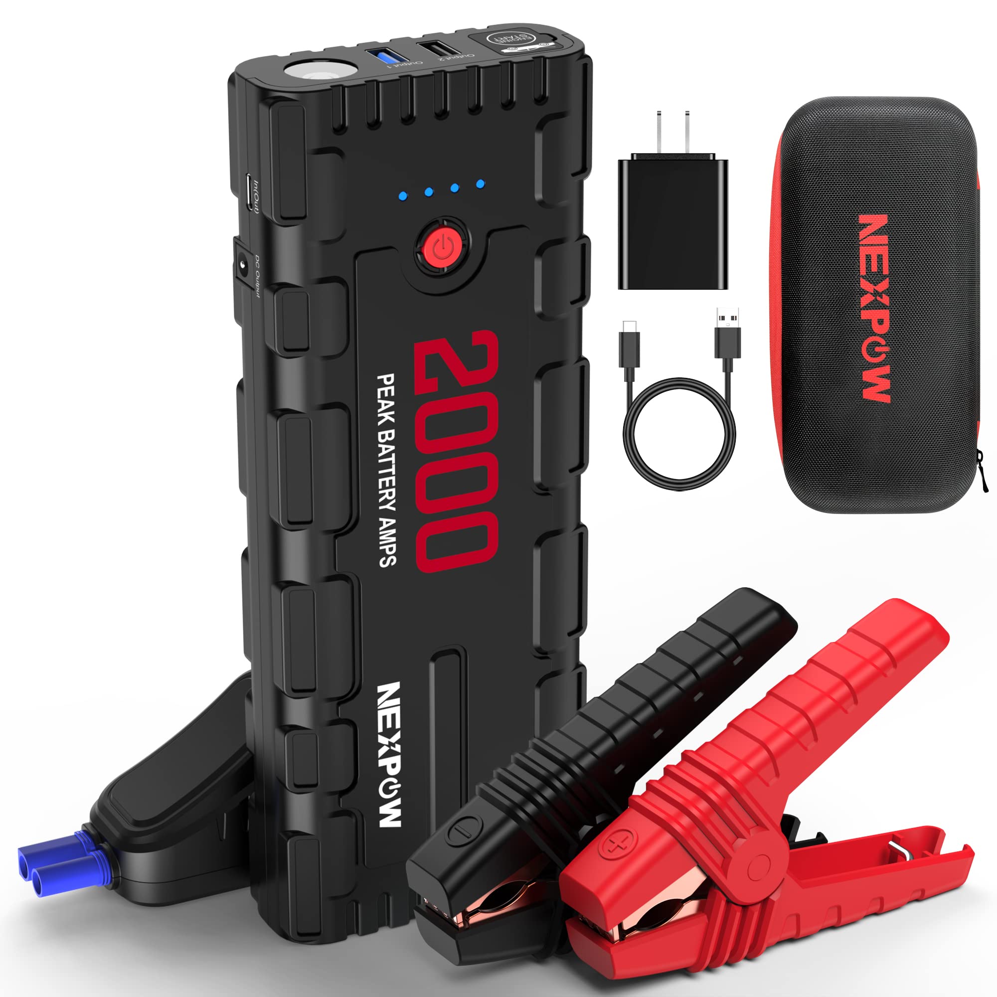Nexpow Car Jump Starter, 2000A Peak 12V Portable Car Battery Starter, Auto Battery Booster, Lithium Jump Box With Led Light/Usb Quick Charge 3.0
