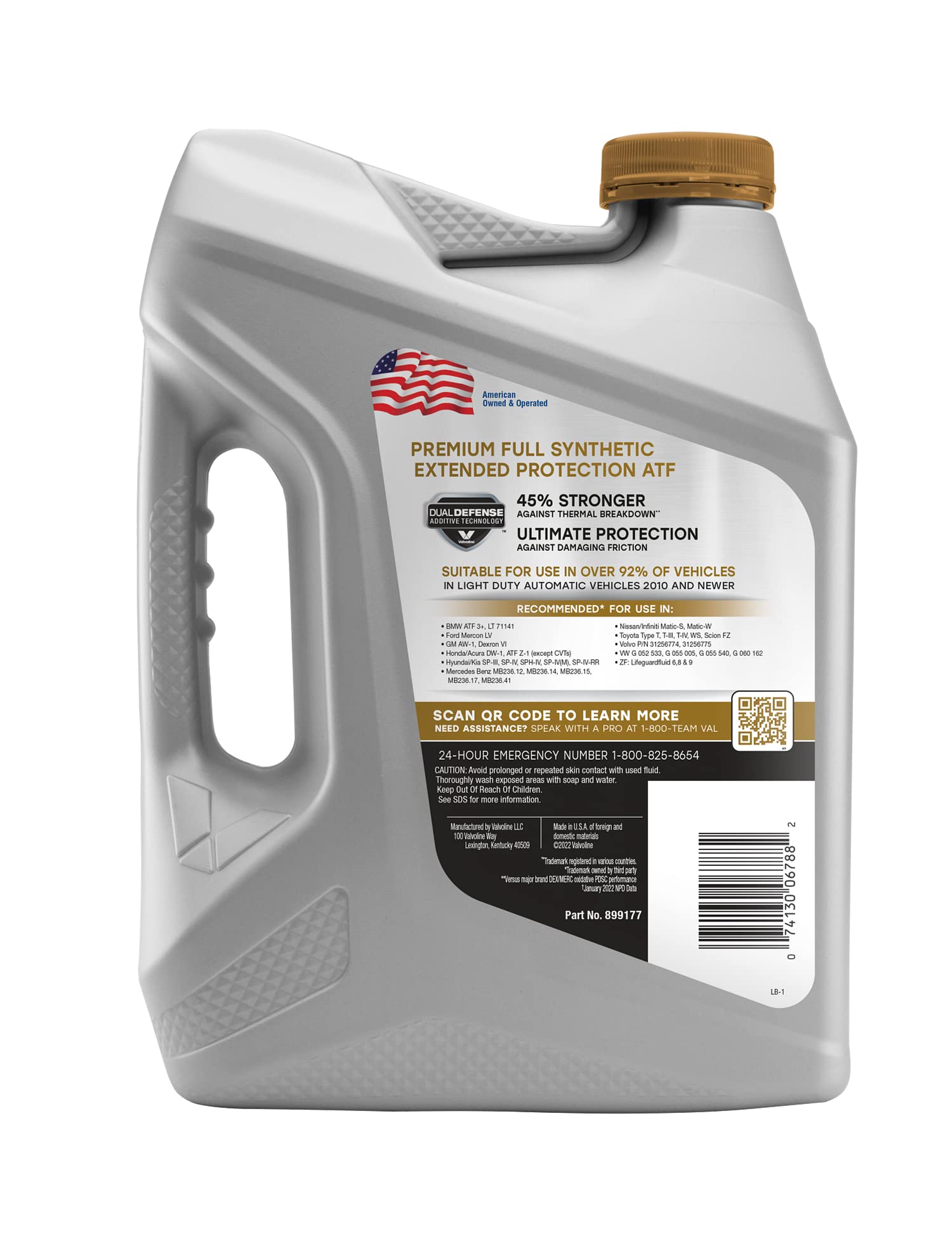 Valvoline Extended Protection ATF Full Synthetic Transmission Fluid 1 Gallon - Red, Model 899177-EA