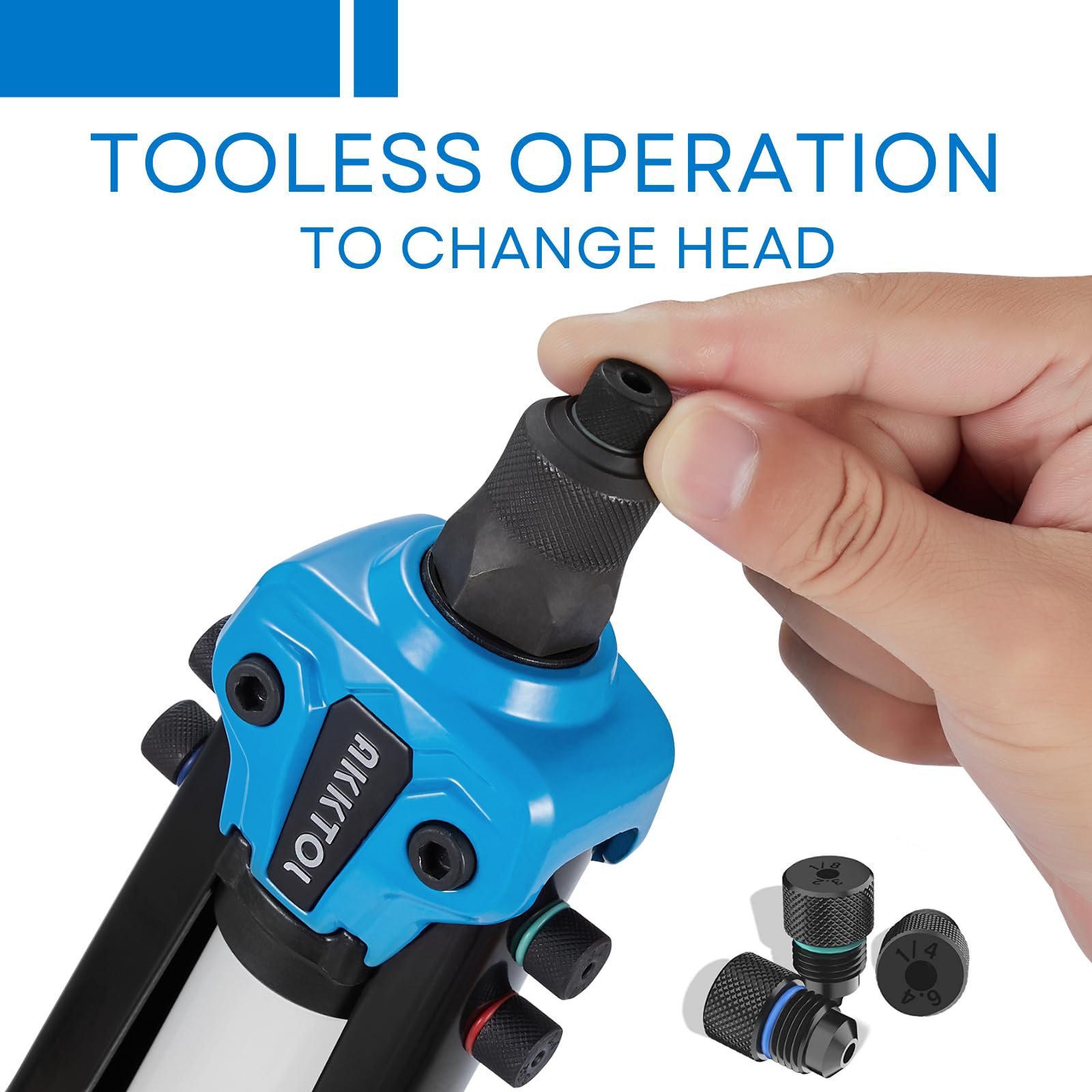 Akktol Rivet Gun Kit, 1/4 '' Pop Rivet Gun Kit With 210Pcs Blind Rivets, Heavy Duty 13 '' Rivet Gun Tool With 5 Nosepieces Incl.