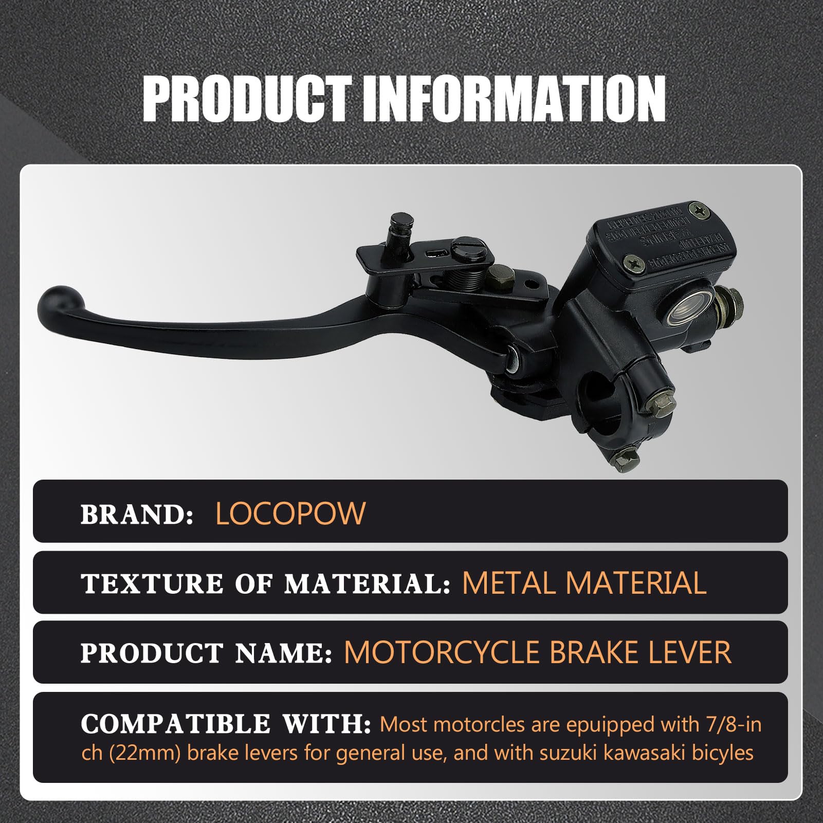 LOCOPOW 7/8    Left Hand Hydraulic Brake Lever Master Cylinder for Chinese 50cc-250cc 110cc 125cc ATV Quad Dirt Mini Bike Moped