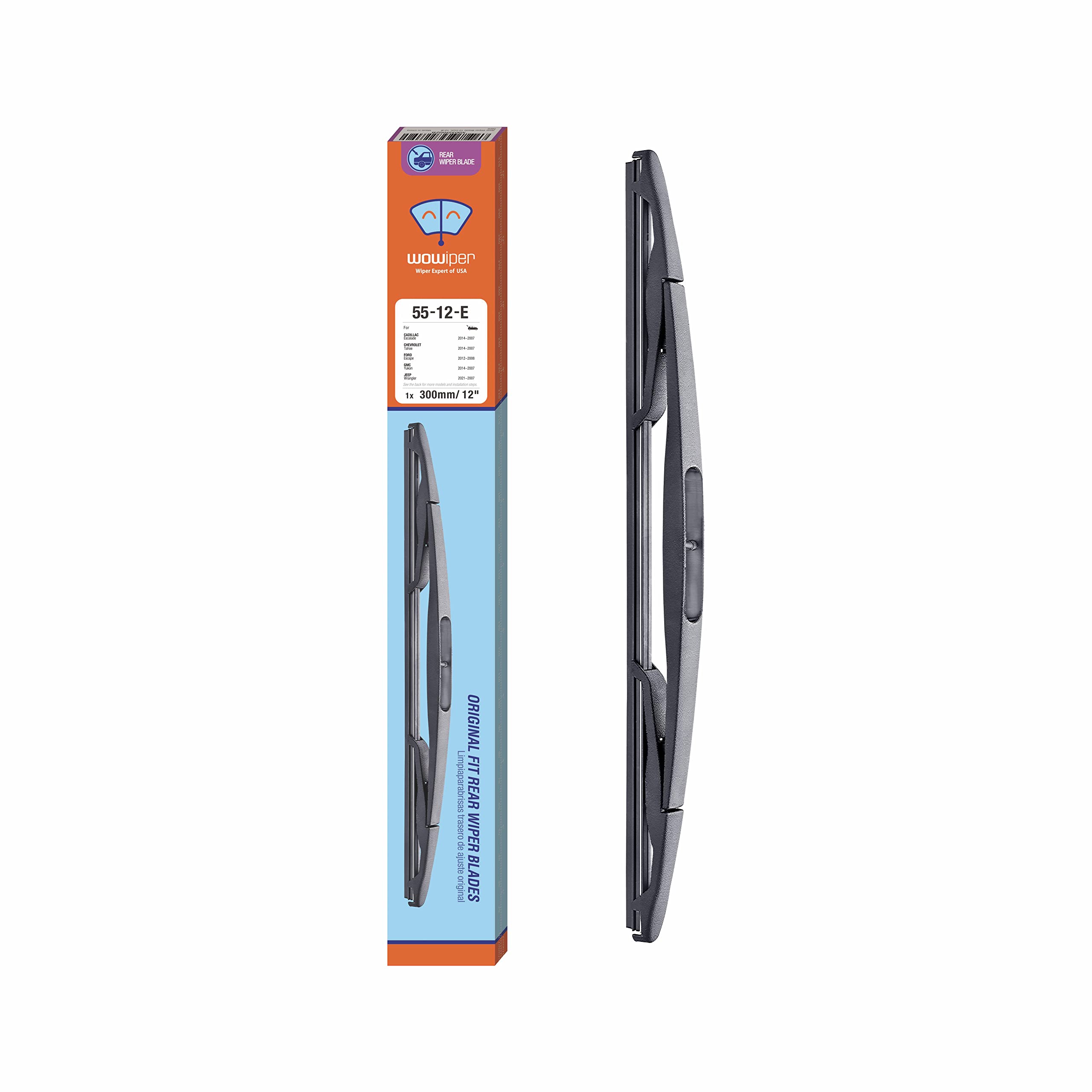 Wowiper 12 Inch (12-E) Rear Wiper Blade Replacement For Wrangler 2017-2007 /Ford Escape 2012-2008 Flex 2019-2009/Gmc Yukon 2014-