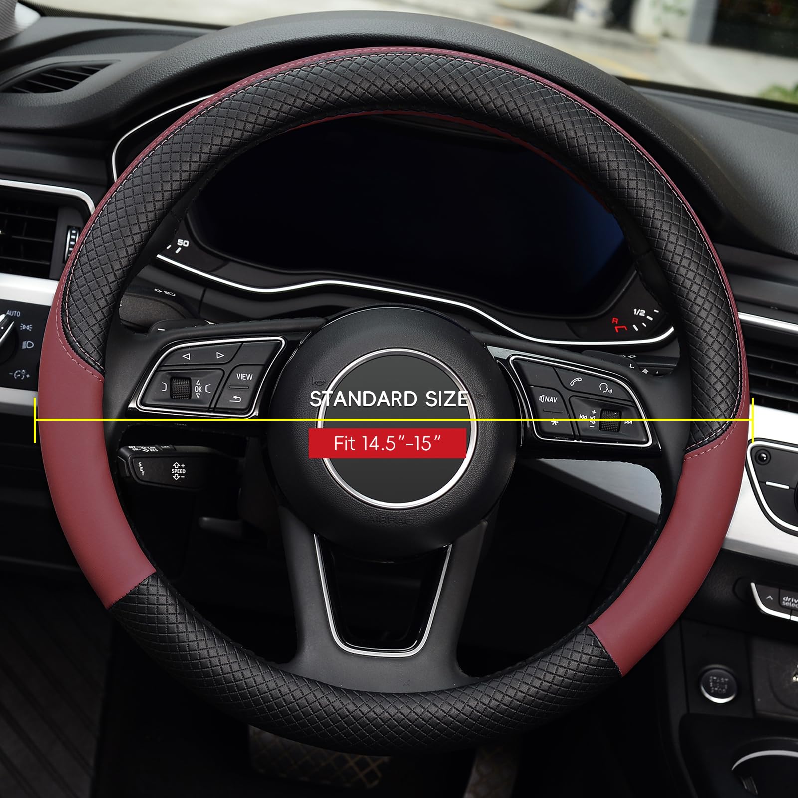 Labbyway Steering Wheel Cover, Universal 15 Inch Microfiber Leather Car Wheel Protecto, Skidproof, Stable, Warm In Winter And Co