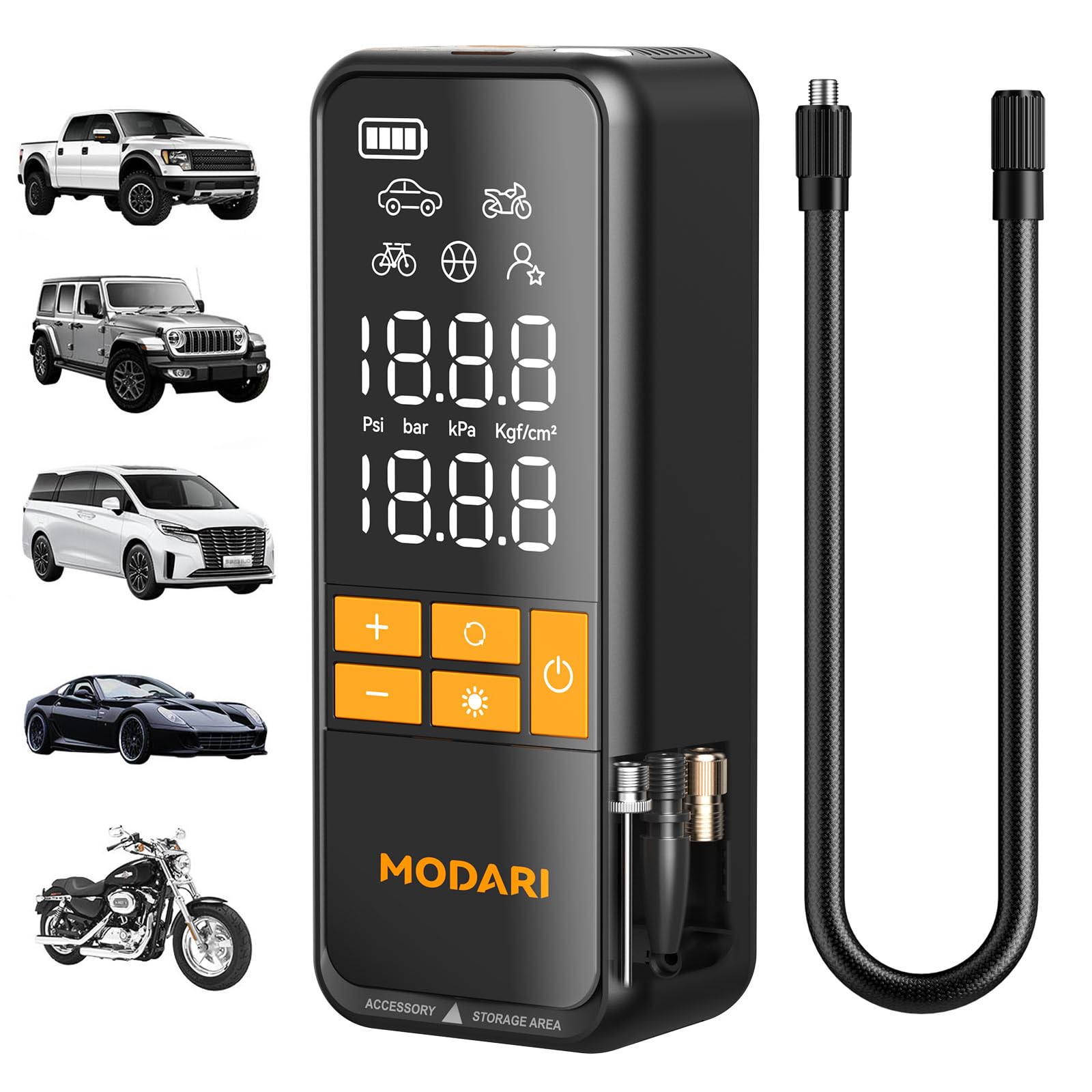 MODARI Tire Inflator Portable Air Compressor, 5X Faster 160 PSI Portable Tire Inflator for Car, Built-in Magnetic Storage, Auto 