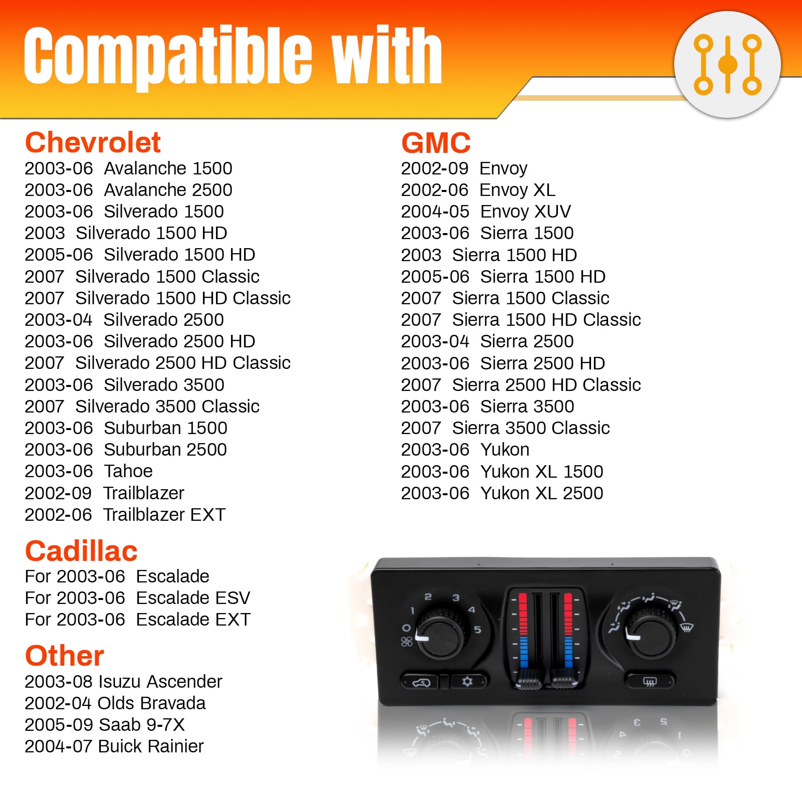 599-210XD AC Climate Control Panel Compatible With 2002-2009 Chevy GMC Buick Cadillac Isuzu Saab, Fir for Silverado Avalanche Su