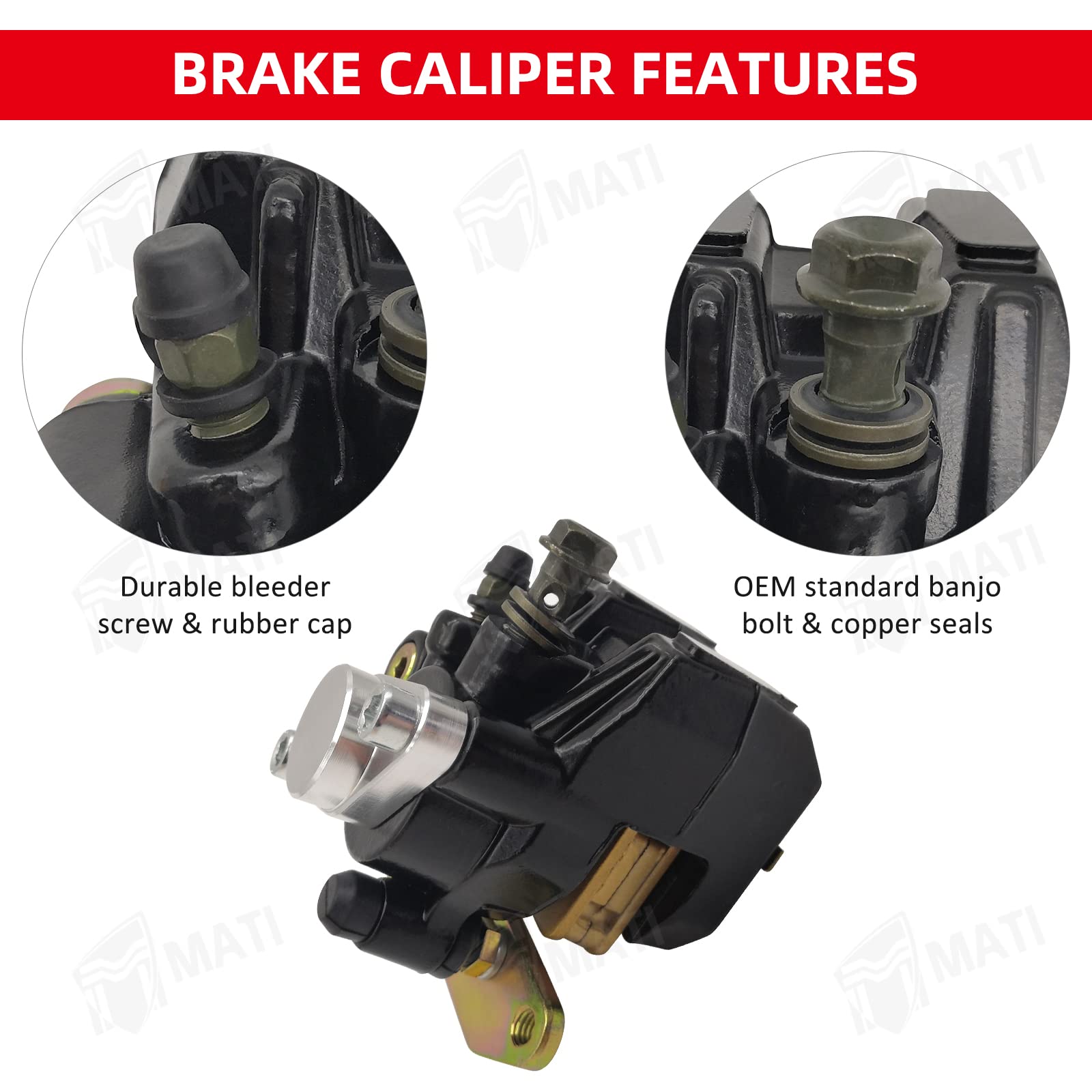 M MATI Rear Brake Caliper for Honda 400EX TRX400EX Sportrax 1999-2004 ATC200X ATC350X 1986-1987 with Parking Brake Off 43250-HN1