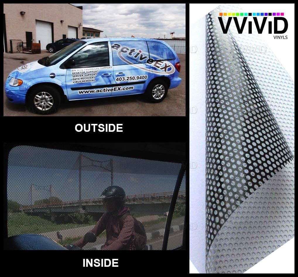 Vvivid One Way Perforated Window Vinyl Privacy Wrap Film Roll Decal Sheet Diy Easy To Use Air-Release Adhesive (50Ft X 54 Inch)