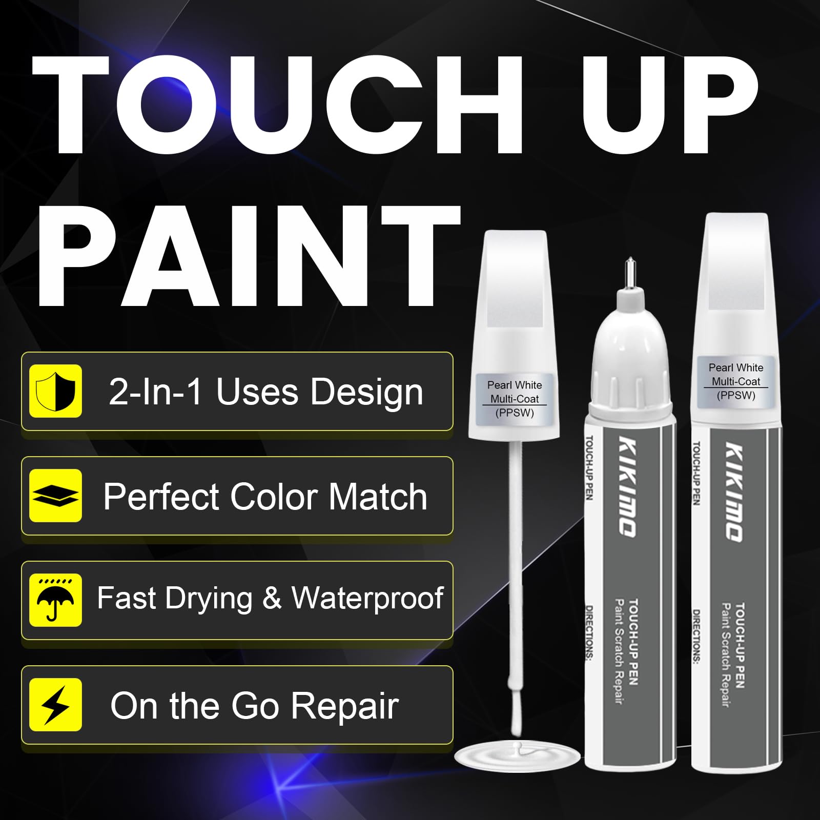 KIKIMO for Tesla Touch Up Paint(Midnight Silver Metallic(PMNG)), Car Paint Repair Kit for Tesla Model Y/3/S/X, 2 In 1 Scratches