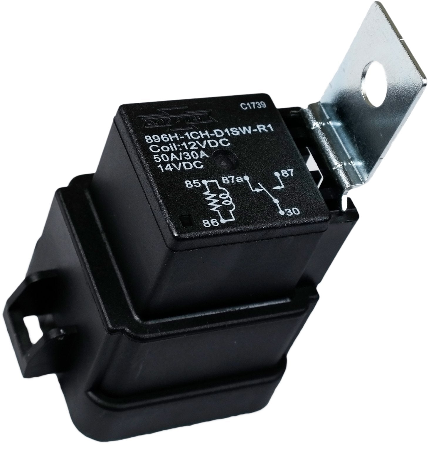 Song Chuan 50/30A, 50A 12VDC Automotive Relay, 12V Form 1C, Dust Cover Type, Skirted Cover Cover, Weather Proof Version