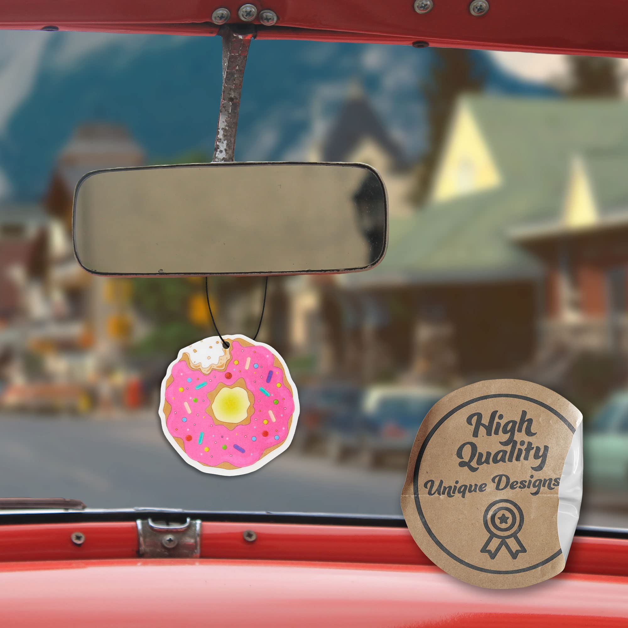 Donut Car Air Freshener 4 Pack Scented With Premium Oils By Fresh Fresheners