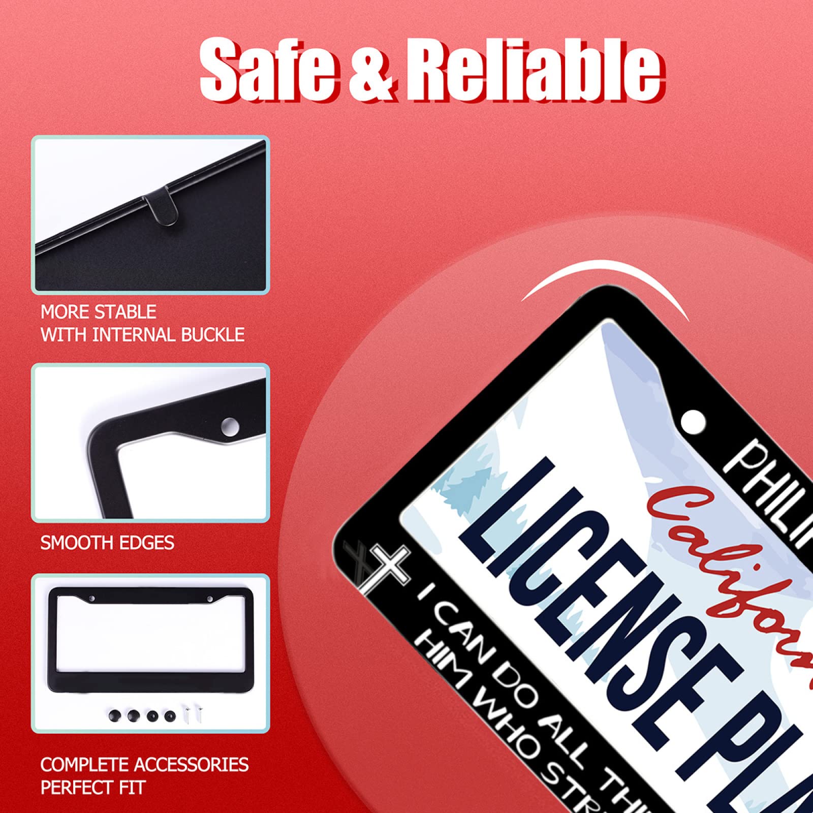 I Can Do All Things Through Him Who Strengthens Me Funny License Plate Frames Metal Car Universal Accessories Stainless Steel Li