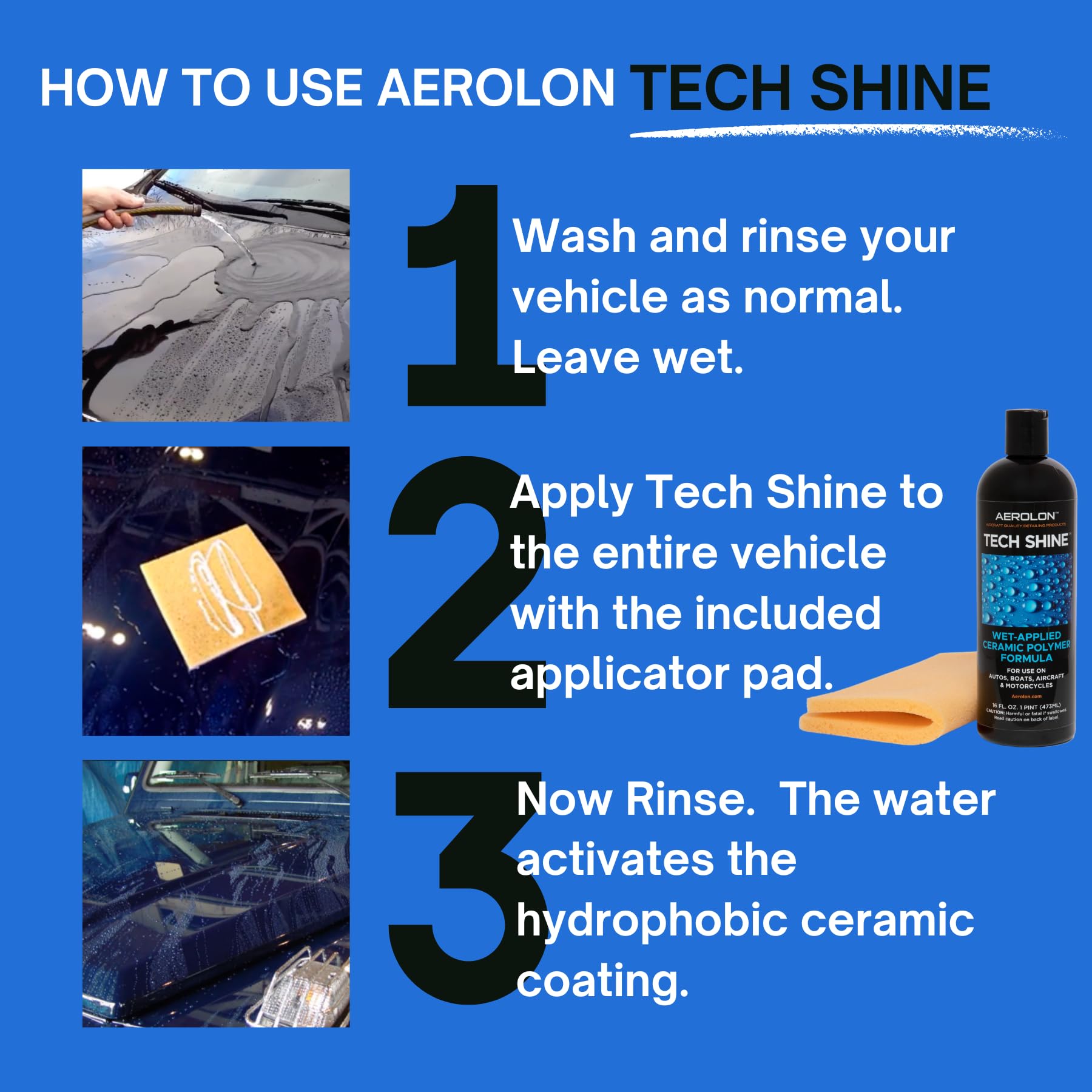 Aerolon Tech Shine Polymeric Car Wax - Fast Wet-Applied Coating - 1 Gallon Jug - Hydrophobic Protection for All Exterior Surfaces