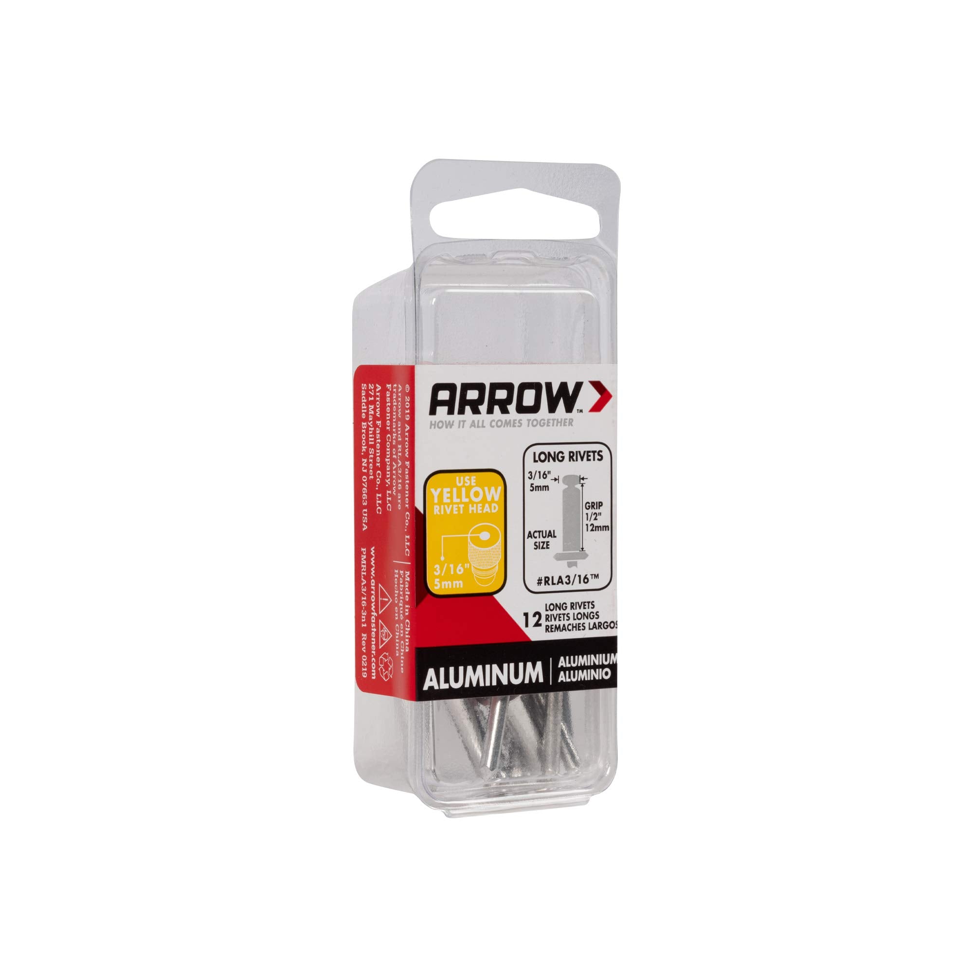 Arrow Rlfa3/16Ip Long Large Flange Aluminum Pop Rivets For Metal, Fabric, Leather, And Auto Repair, 3/16-Inch, 30-Pack