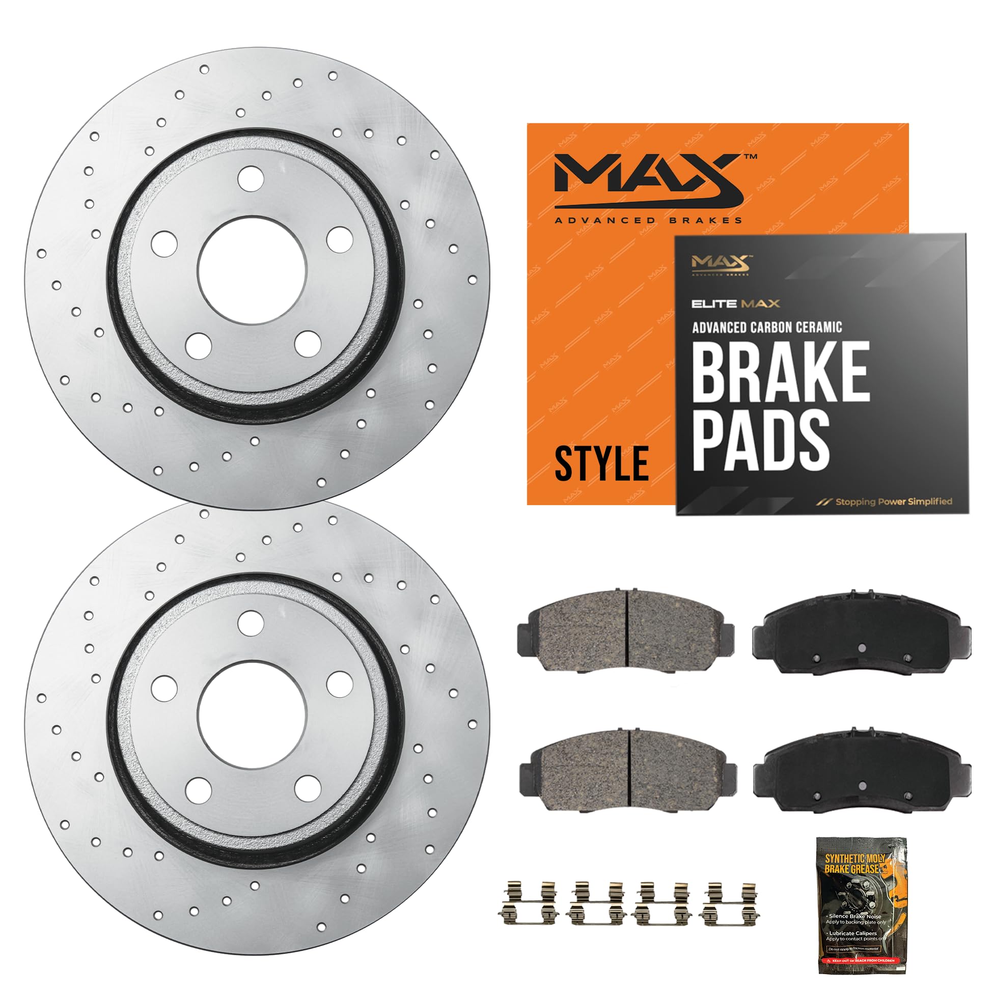 MAX Advanced Brakes - Front Brake Kit For 2013-2019 Ford Escape (AWD Models), 2014-2018 Ford Transit Connect| Carbon Ceramic Bra