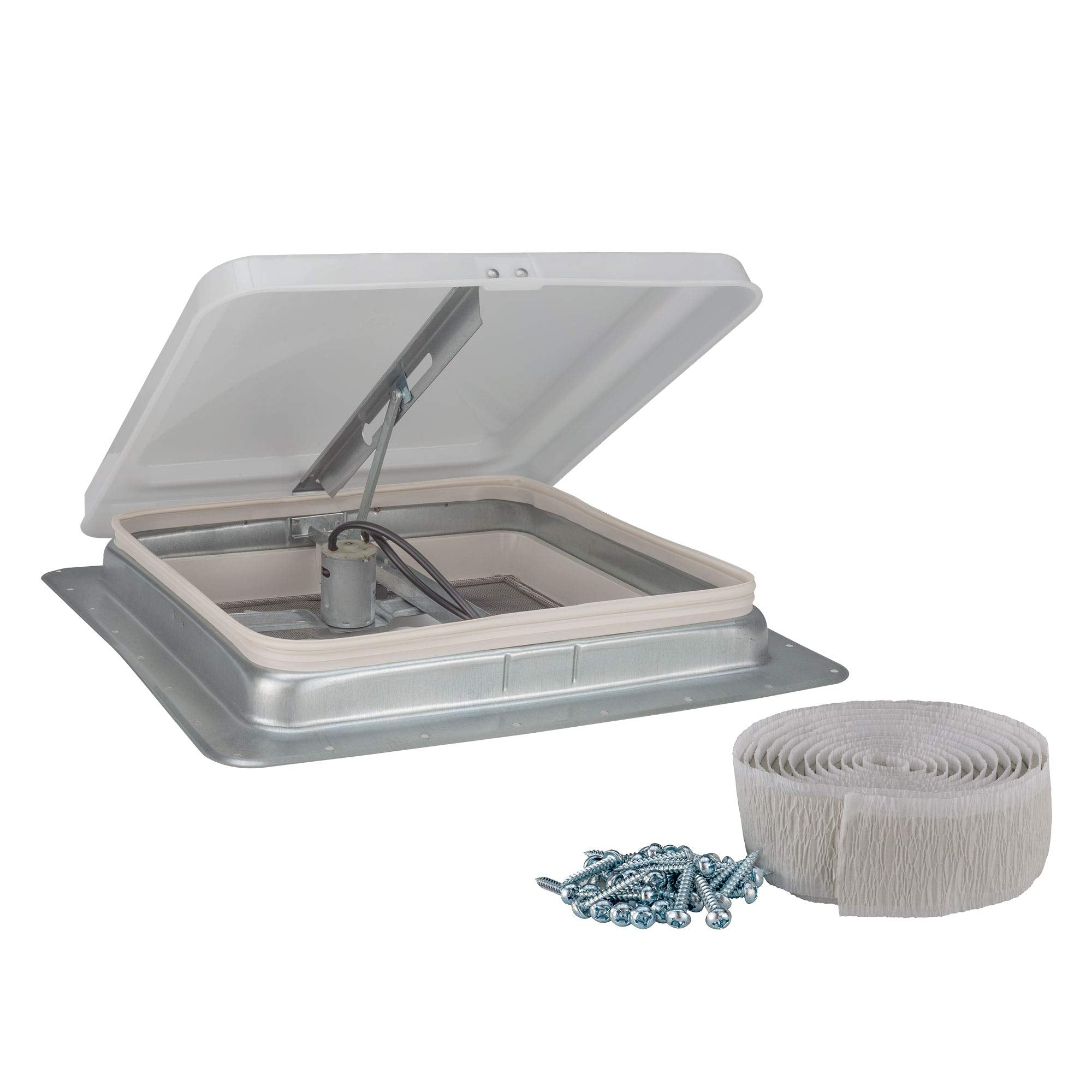 HENG'S 14'' RV Roof Vent Kit w/Butyl Tape w/12 Volt Fan | White | #71112-C | RV Replacement Vent