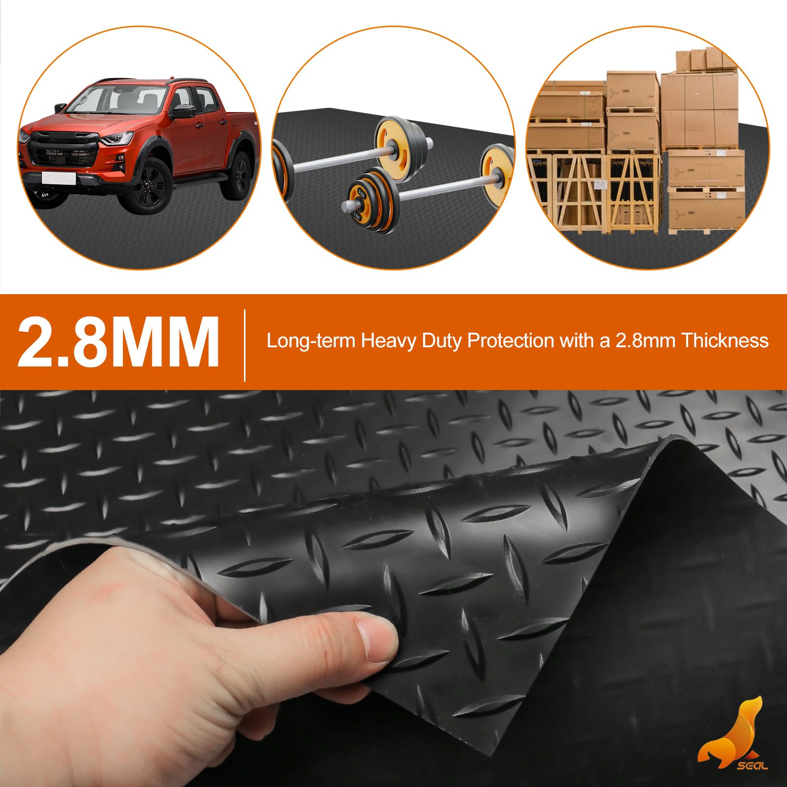 Seal 6 X 10 Ft Premium Garage Floor Mat, 2.8Mm Thickened Black Commercial Grade Heavy Duty Parking Mat For Garage Floor, Golf Ca