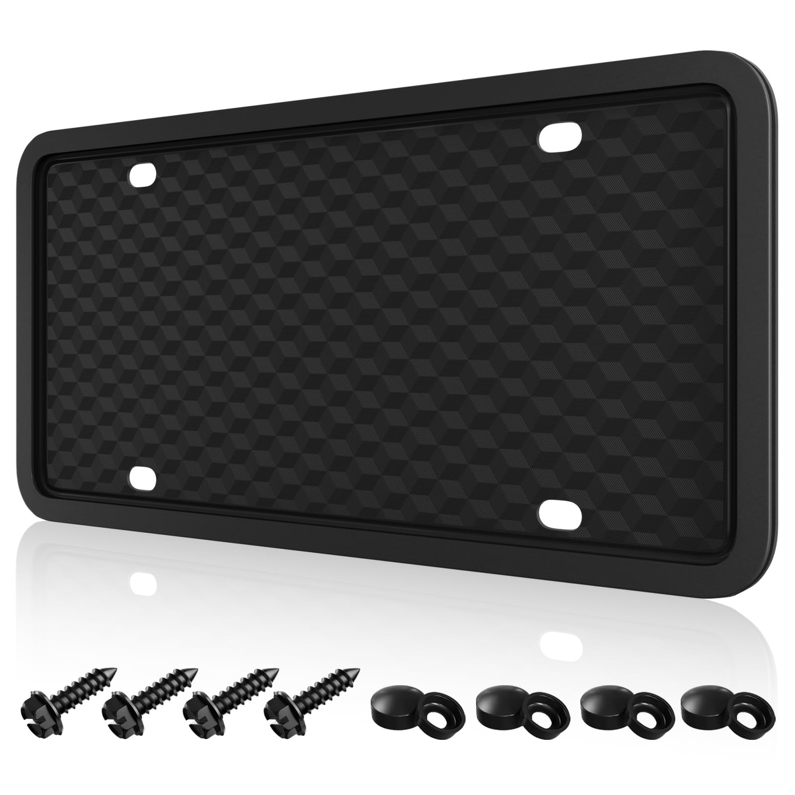 Podestaa 1 Pack License Plate Frames, TPU Black Car Licence Plates Frame Holder for Men and Women - Front & Rear Plate Frame Pro