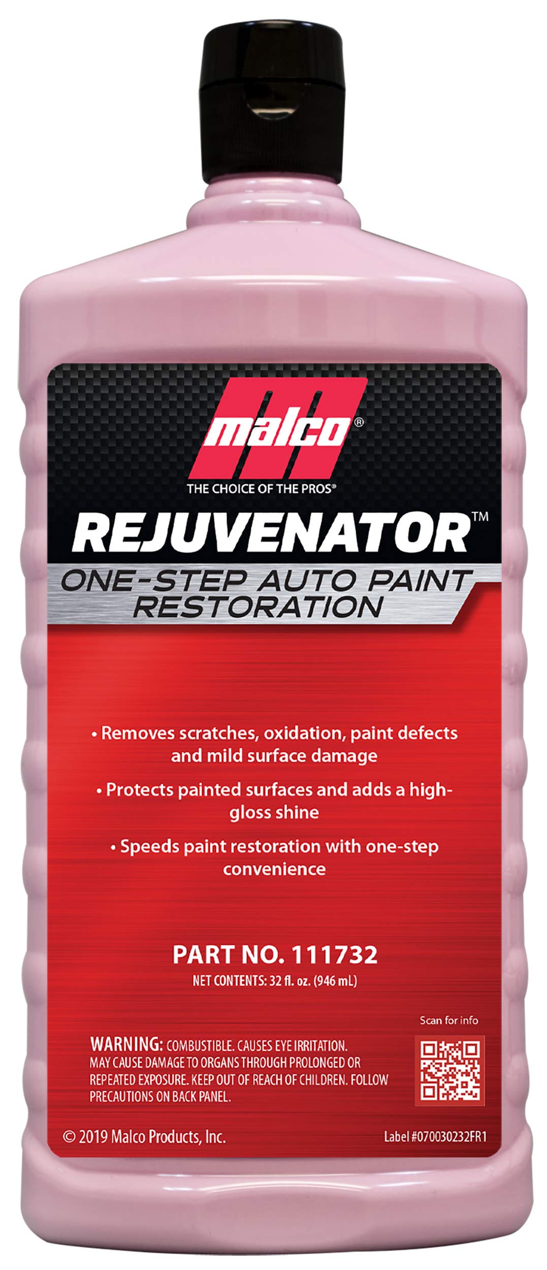 Malco Paint Rejuvenator - Automotive Paint Restoration & Clear Coat, 32 Fl Oz, Clear, Model 111732