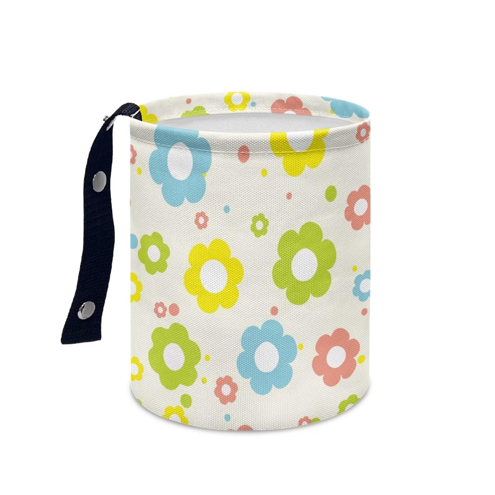 Brosoneto Cute Colorful Hippie Flower Car Trash Can  CutePortable,Collapsible Back Seat, Front Console, Floor, or Hanging Headr