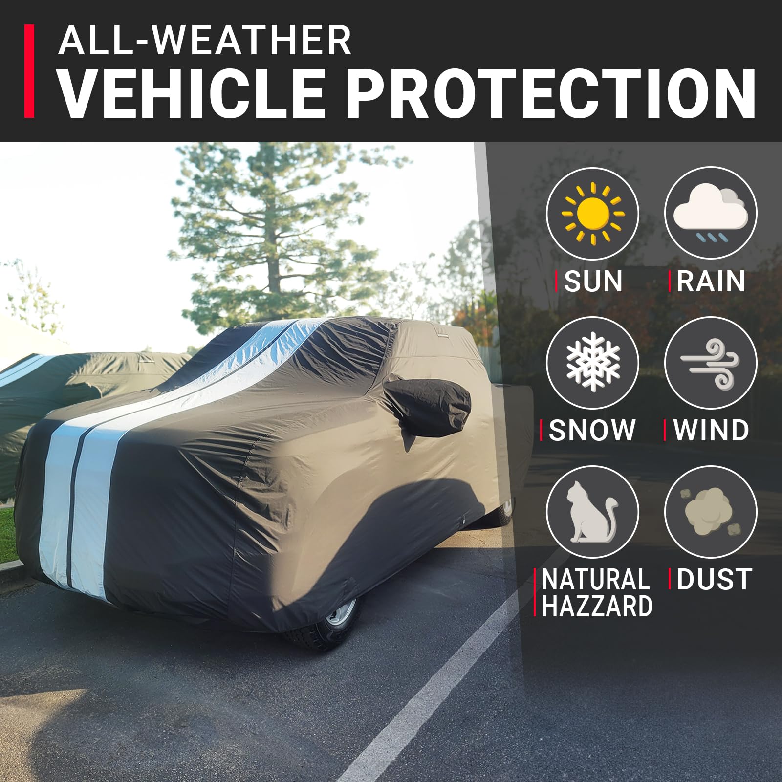 iCarCover Premium Plus Truck Cover Waterproof All Weather Rain Snow UV Sun Protection, Chevy C/K 1500, 2500, 3500, Silverado 150