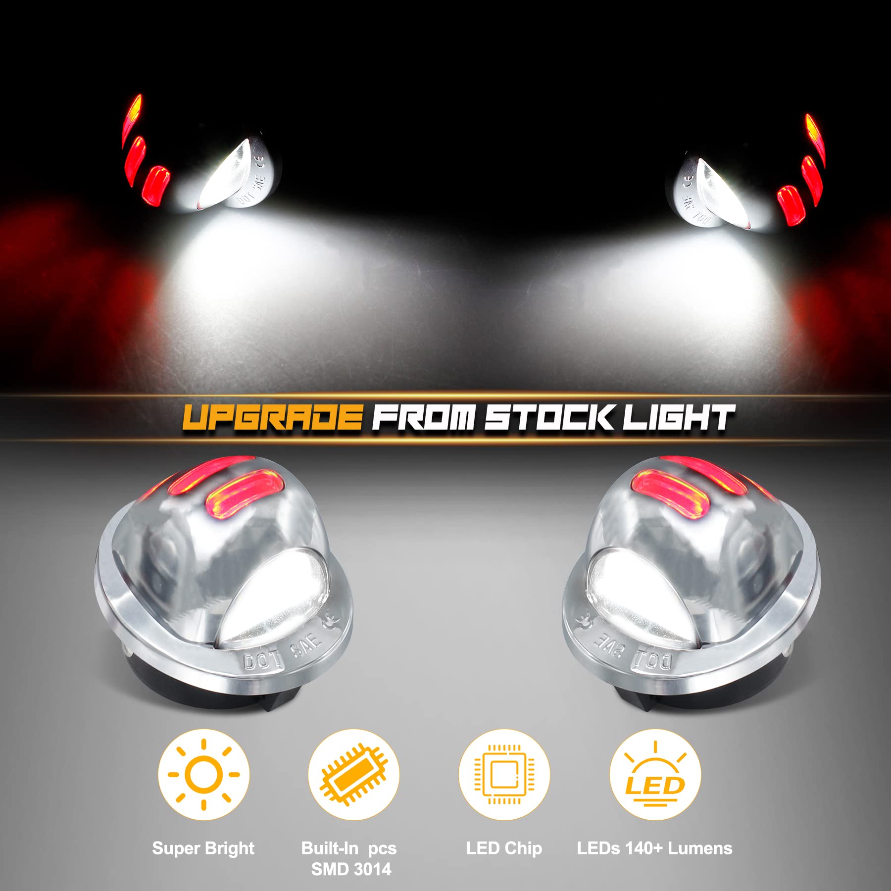 Ruxifey Chrome Led License Plate Lights Red Neon Tube Tag Light Compatible With Ford F150 F250 F350 F450 F550 Super Duty Lincoln