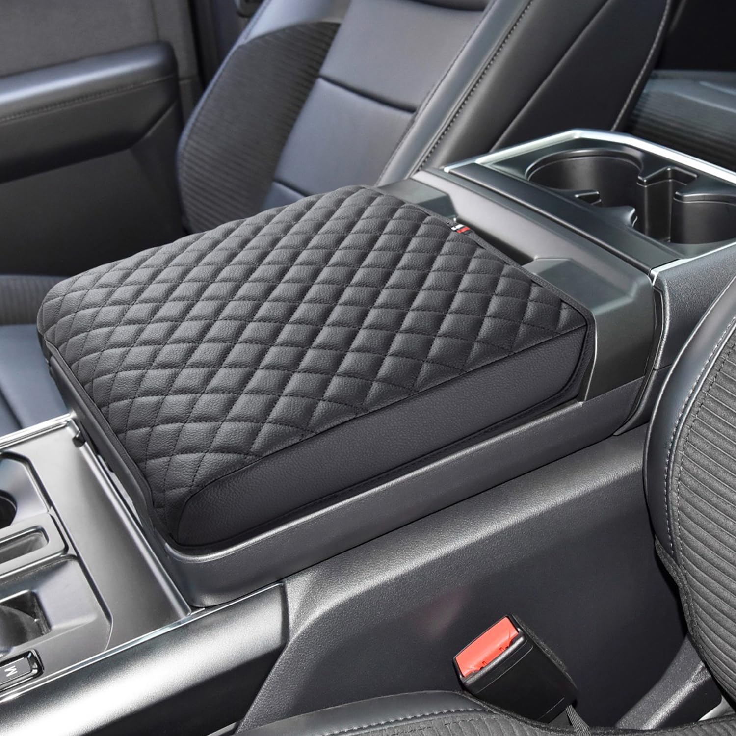 Pimcar Ford F150 Center Console Cover, 2021-2025 Ford F150, 2022-2025 F150 Lightning Work Surface Console Armrest Cushion Leathe