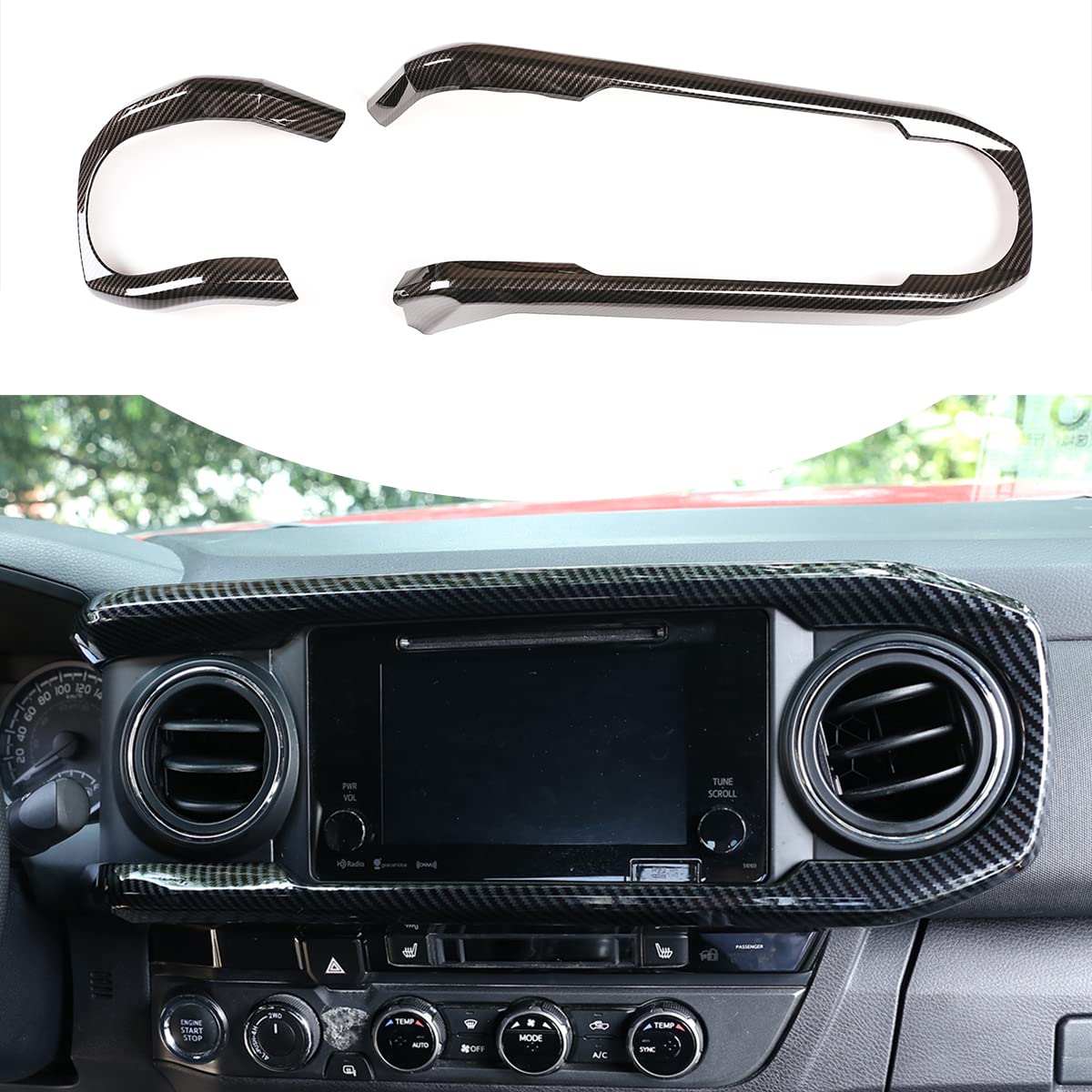 Car Abs Inner Look Central Console Dashboard Panel Cover Trim Fit For Toyota Tacoma 2016 2017 2018 2019 2020 2021 2022 2023 Cons