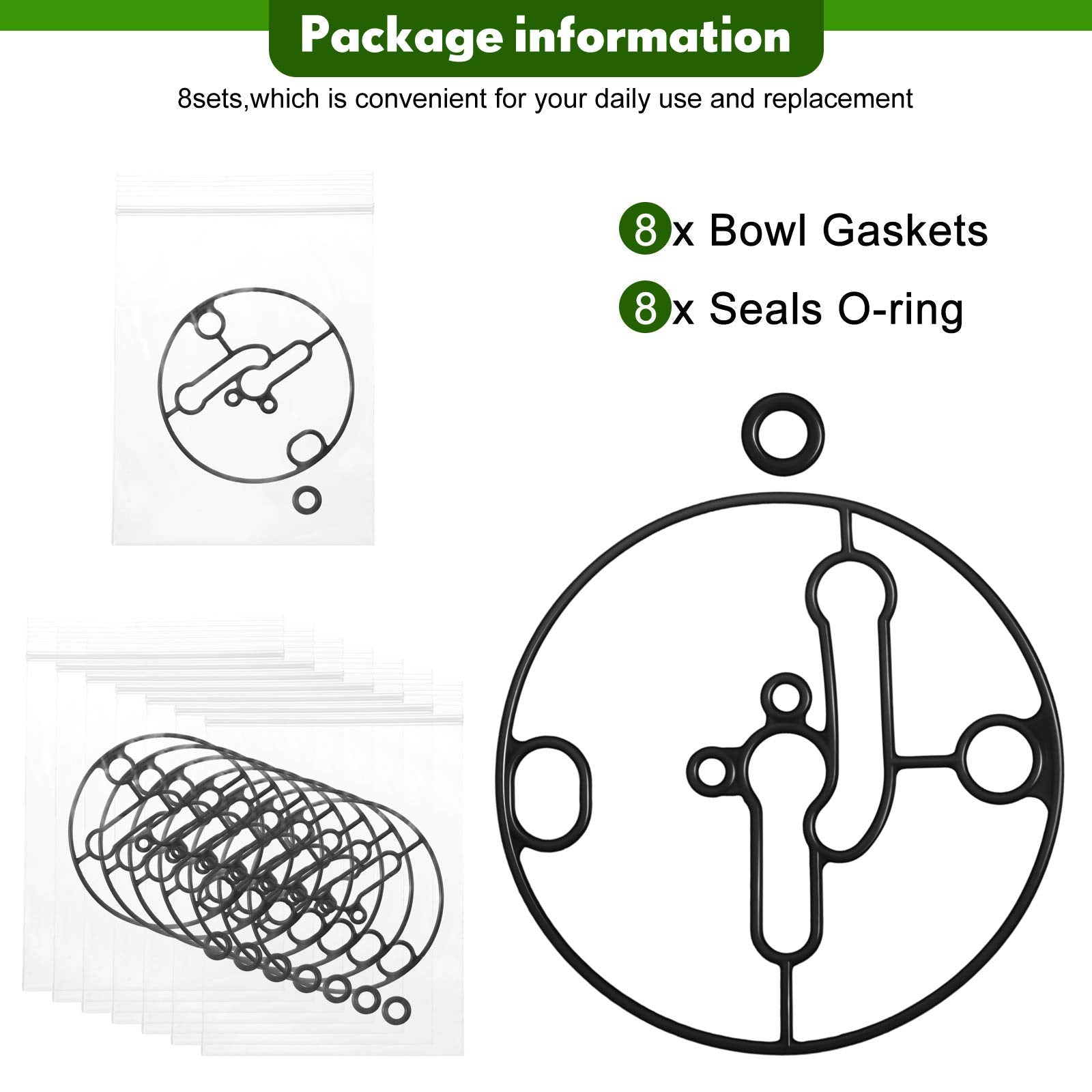 8 Sets Bowl Gasket for 698781 Float Bowl Gasket Replacement Part Including 8 Pieces 698781 Bowl Gaskets and 8 Pieces Seals O-Rin