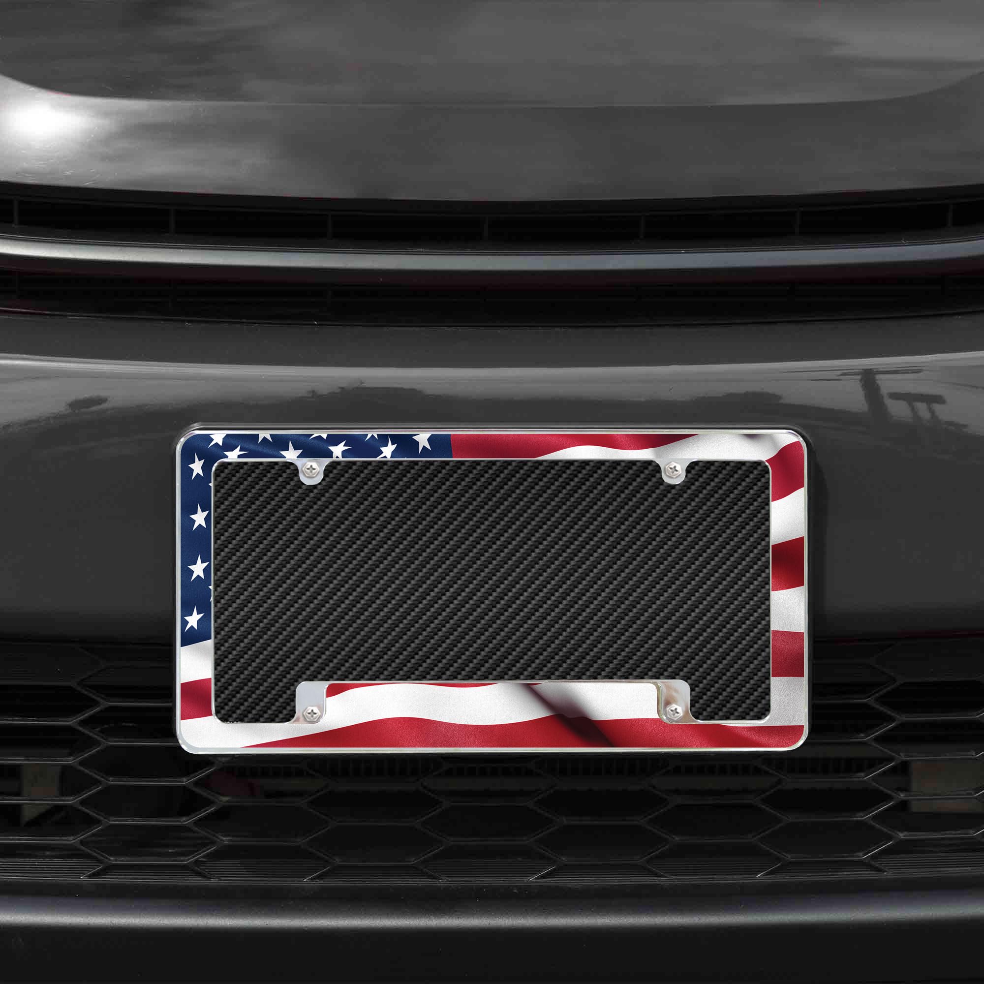 Rico Industries USA Flag All Over Automotive License Plate Frame for Car/Truck/SUV (12 x 6)