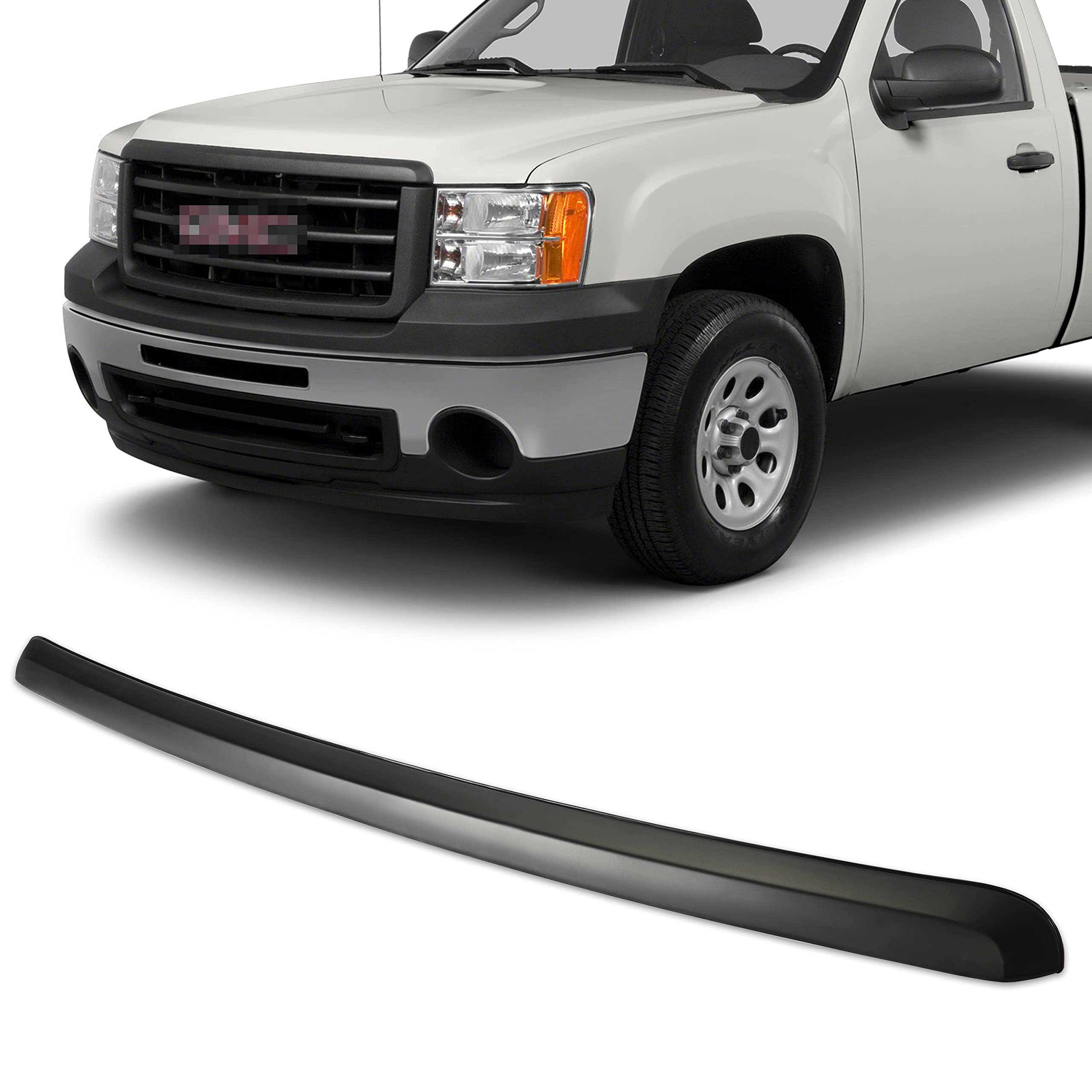 Ecotric Truck Hood Molding Trim Moulding Without Chrome Grille Compatible With 2007-2013 Gmc Sierra 1500 2500Hd 3500Hd Replace For Gm1235110 10385157 W/Clips For Installation - Black -Like New