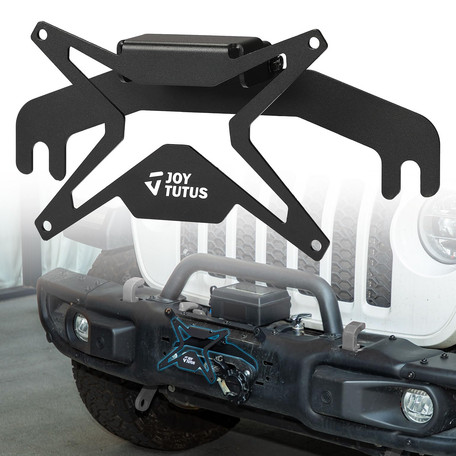 JOYTUTUS Universal Flip-Up License Plate Mount for 10'' Hawse Fairlead, License Plate Holder Compatible with Pickup Truck Off-Ro