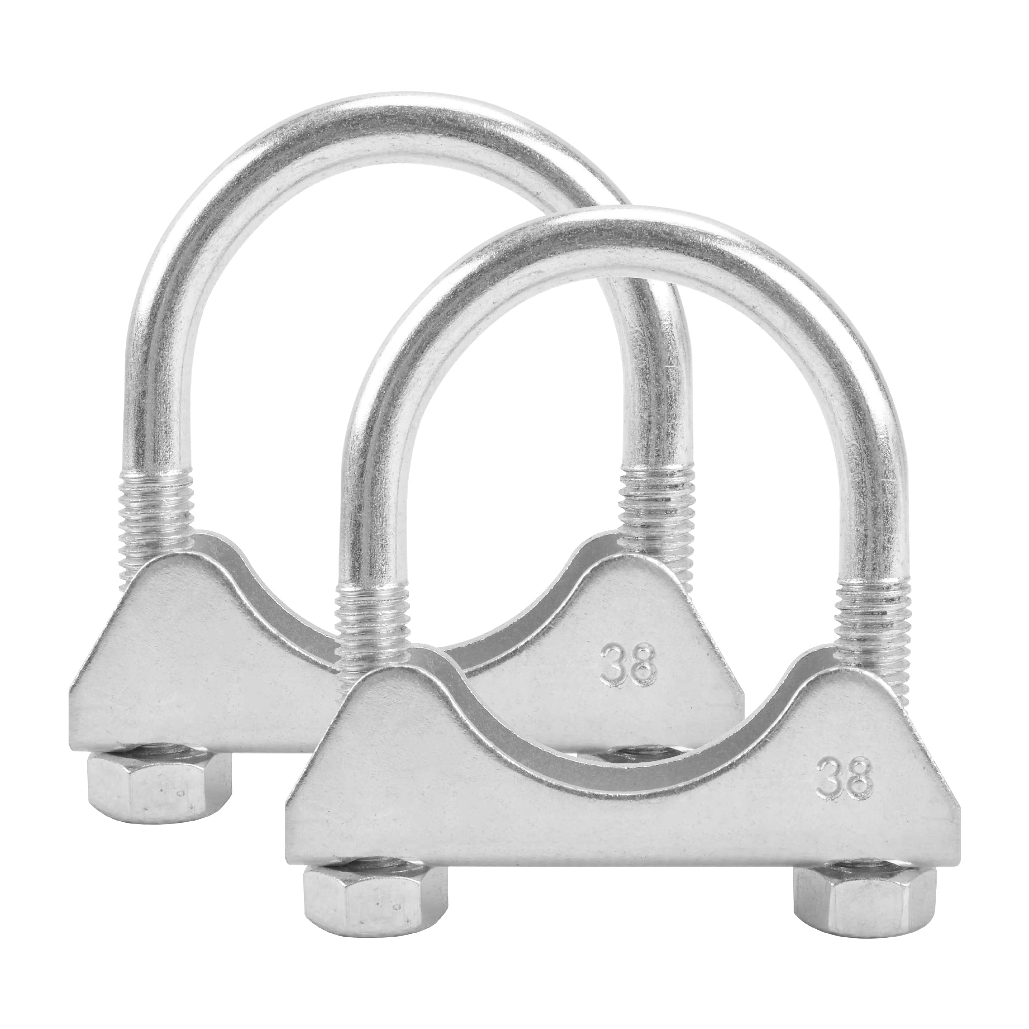 Batoneco 1.5'' U Bolt Clamp, Muffler Exhaust Clamps,1-1/2 Inch Saddle Style Heavy Duty Mild Steel(2-Pack)