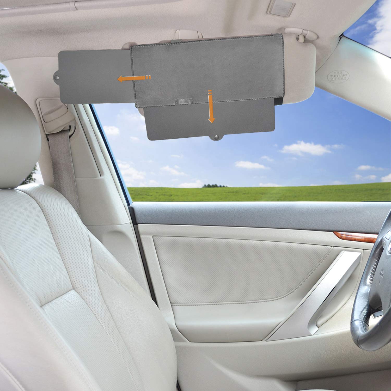 Car Visor Extender, Fullong Car Visor Sun Shade Extender, Windshield Shade And Side Window Shade (Gray)