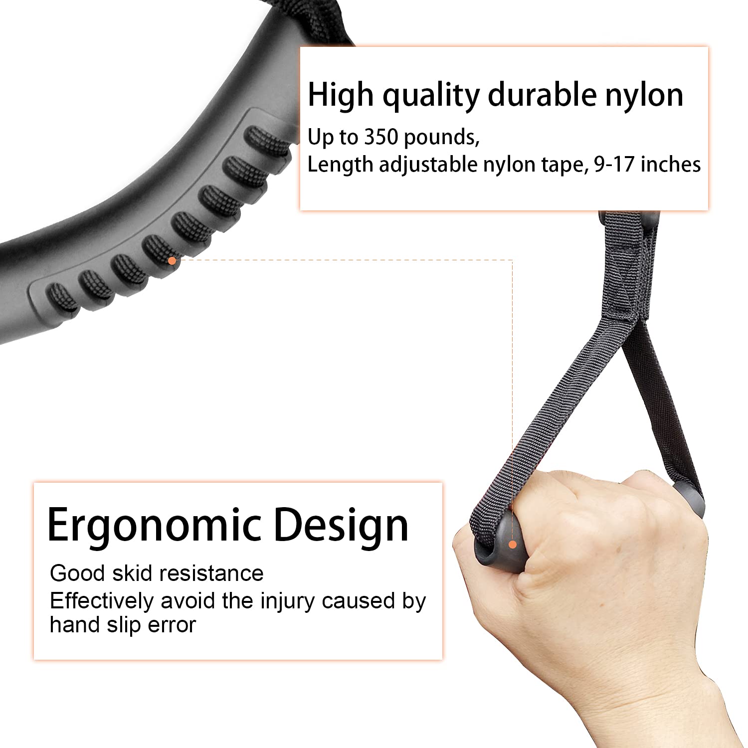 Moebulb Car Grab Handle Adjustable Standing Aid Safety Handle Vehicle Support Portable Nylon Grip Handle Car Assist Device 2-Pack (Black)