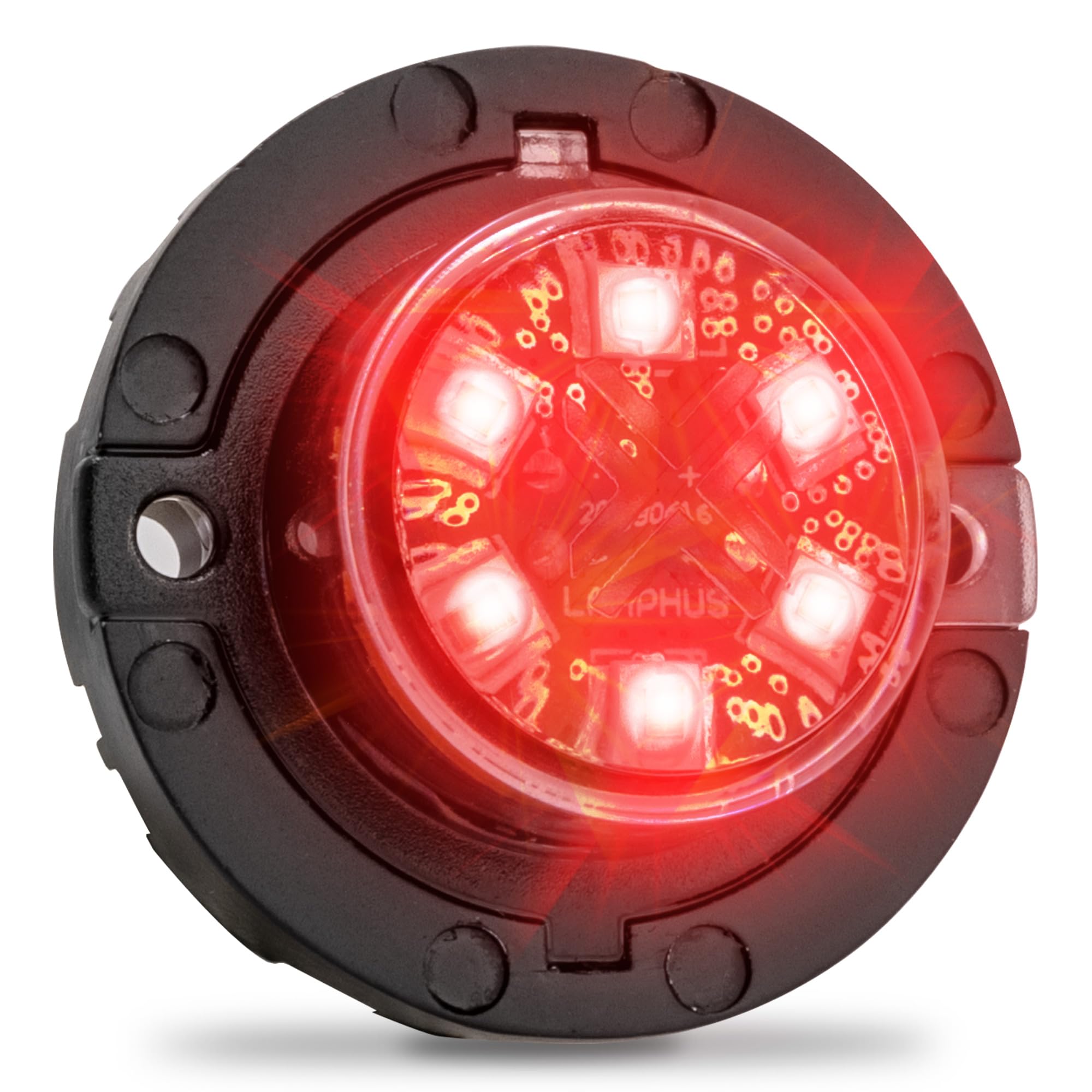Lamphus SnakeEye III Red LED Hideaway Strobe Light, IP67 Waterproof, 72 Flash Modes, Multi-Sync-Able, Steady Override, Red Emerg
