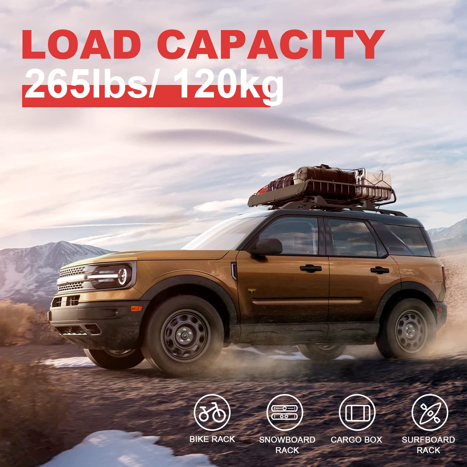 KINGGERI 265lbs Roof Racks Cross Bars for Ford Bronco Sport Base (On-Road) 2021-2024 & Bigbend 2021-2024 & Outer Banks 2021 & He