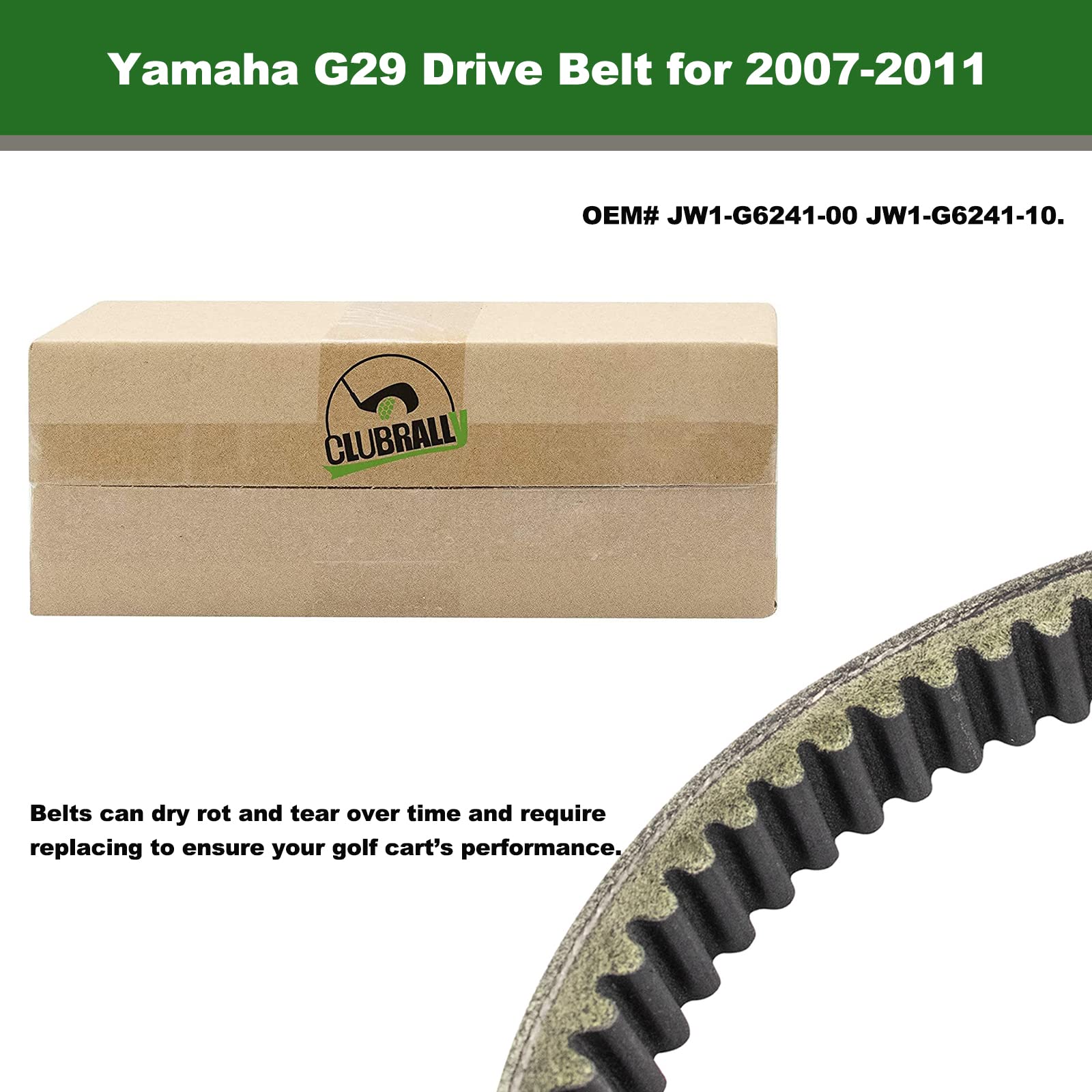 CLUBRALLY Golf Cart Drive Belt for Yamaha G29 (2007-2011) - OEM# JW1-G6241-00/JW1-G6241-10